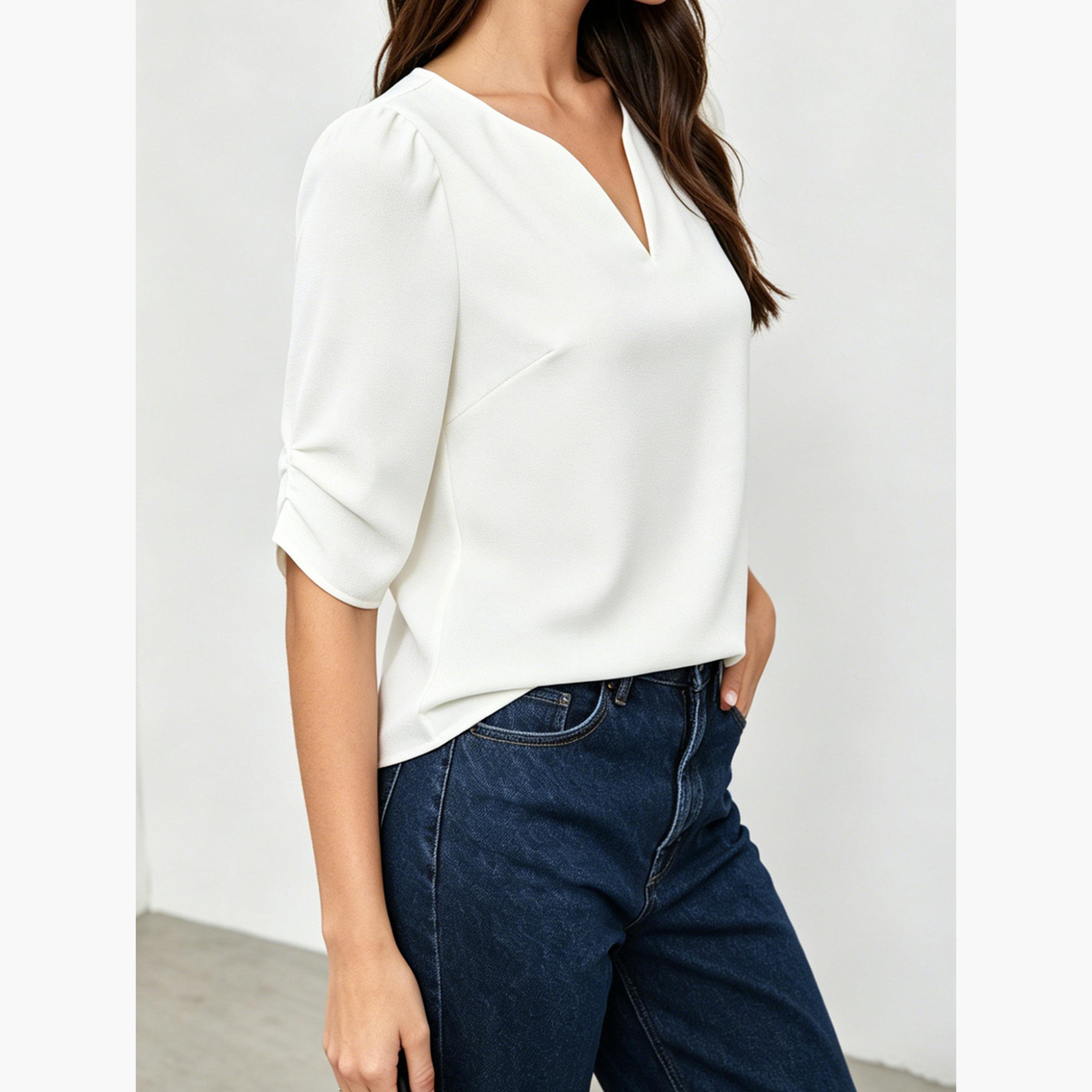 بلوزة كاجوال بياقة بفتحة-women-clothing-shirtsandblouses-blouses-image-5