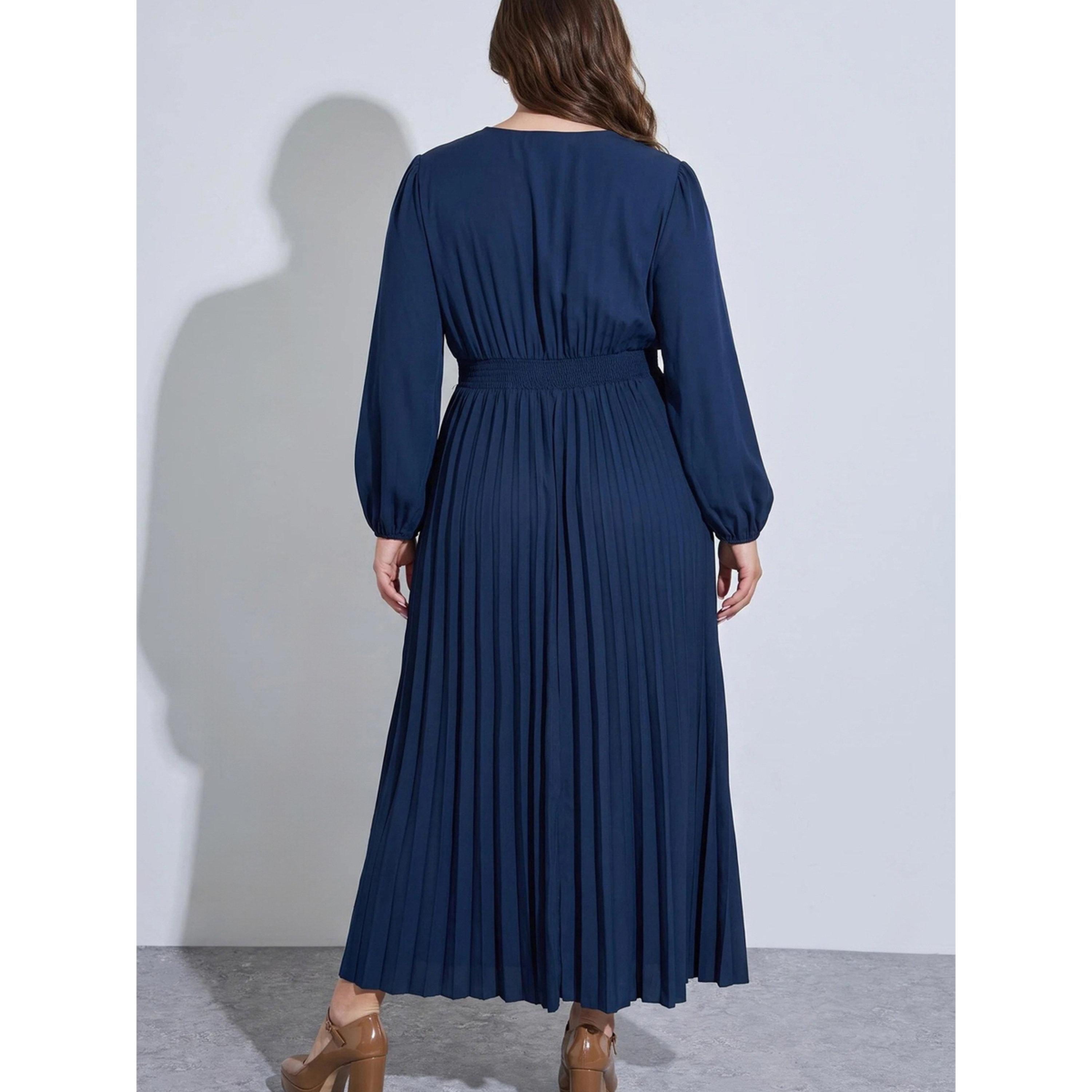 Styli MAXI LENGTH A-LINE BELTED PLEATED DRESS-women-clothing-dresses-image-4