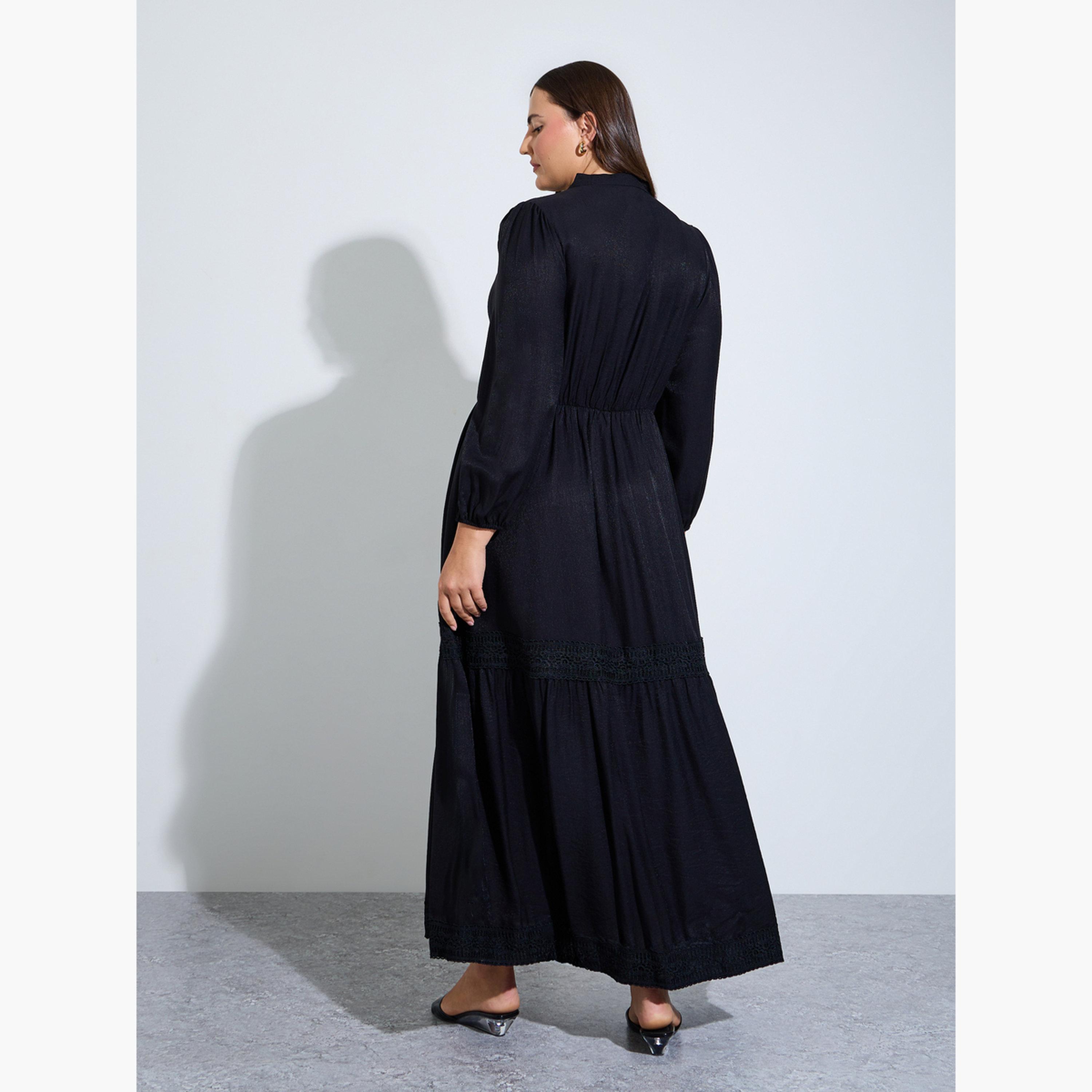 Styli Plus Size Black Lace Details A-Line Maxi Dress-women-clothing-dresses-image-4