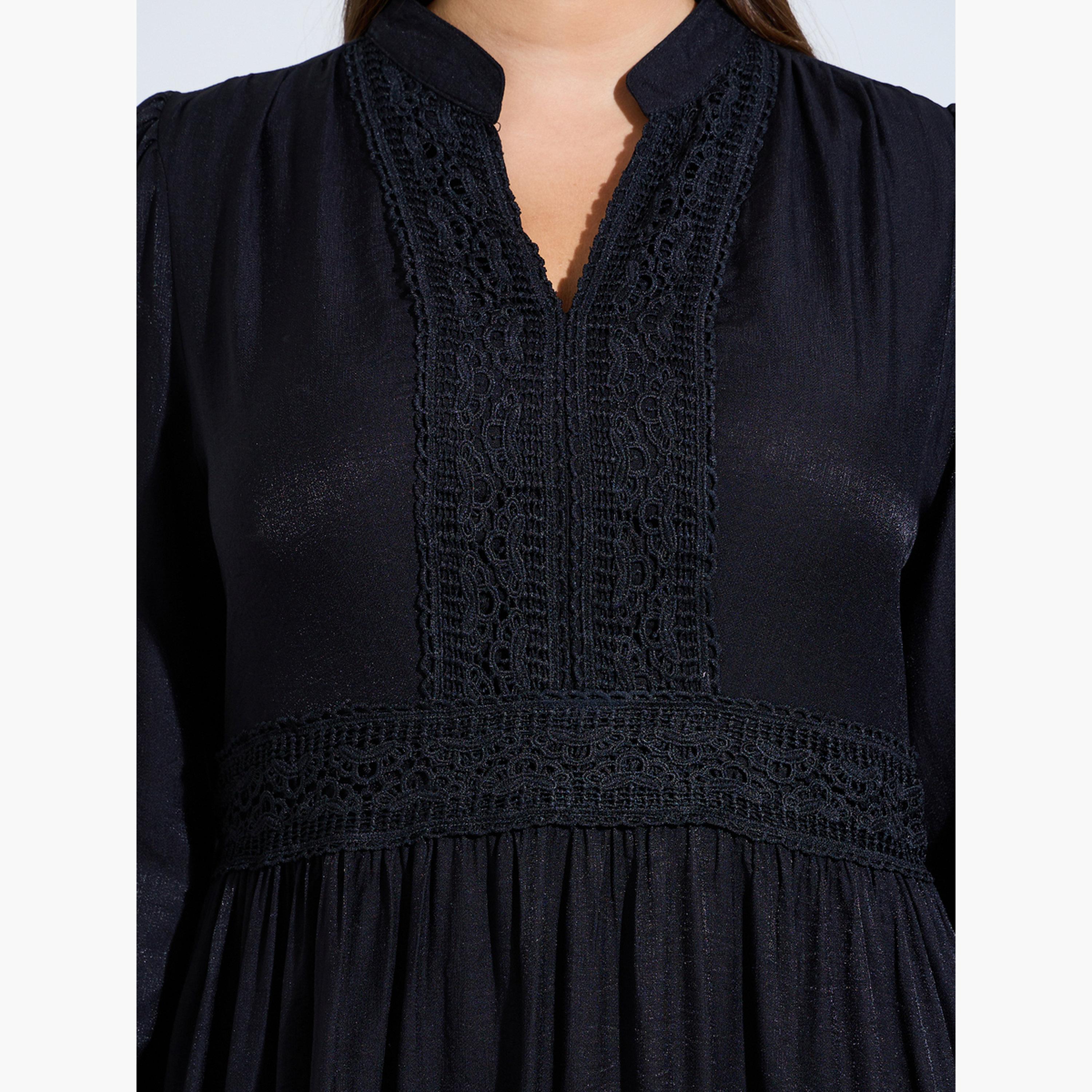Styli Plus Size Black Lace Details A-Line Maxi Dress-women-clothing-dresses-image-5