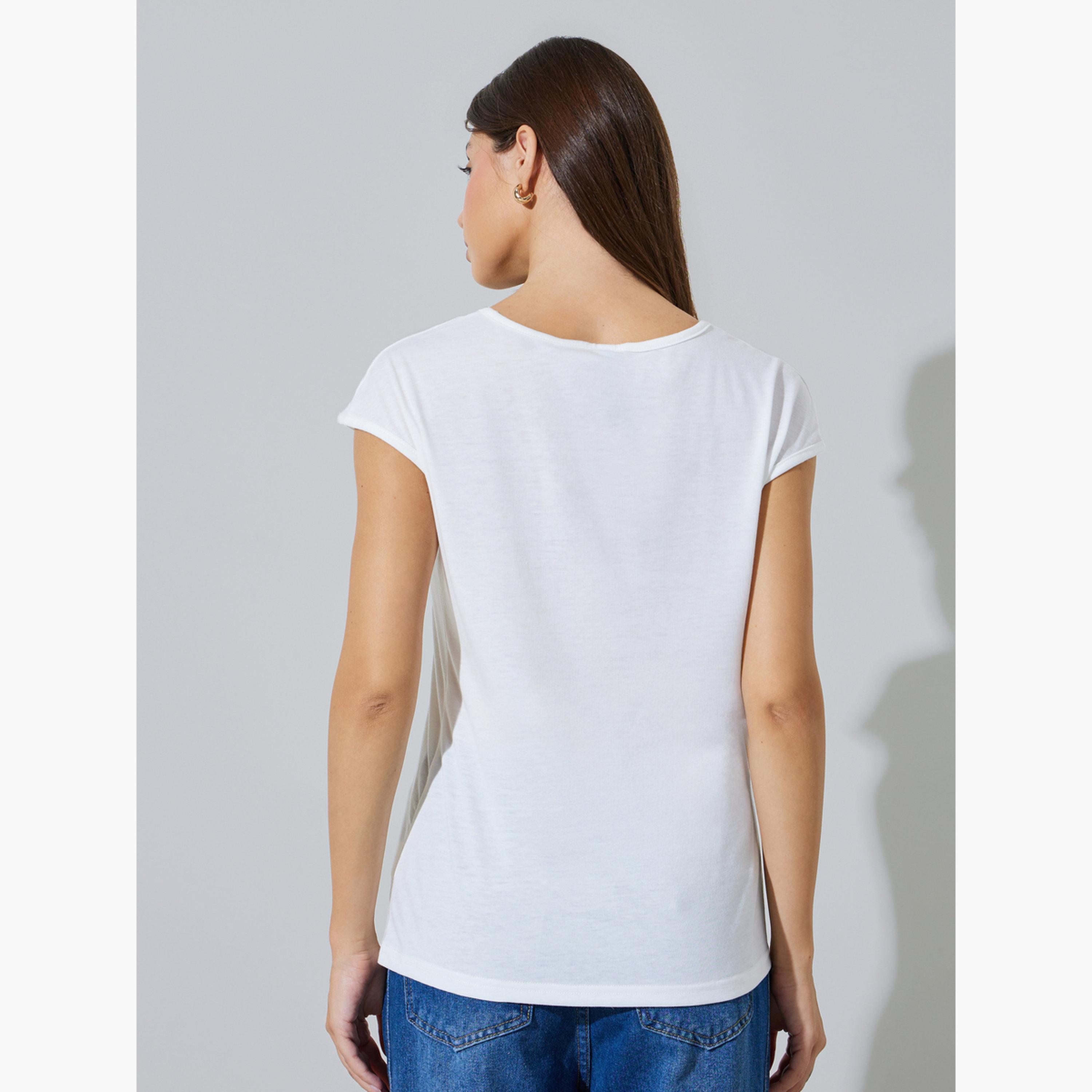 Styli White Irregular Hem Buckle Detail Wrap Top-women-clothing-shirtsandblouses-blouses-image-3