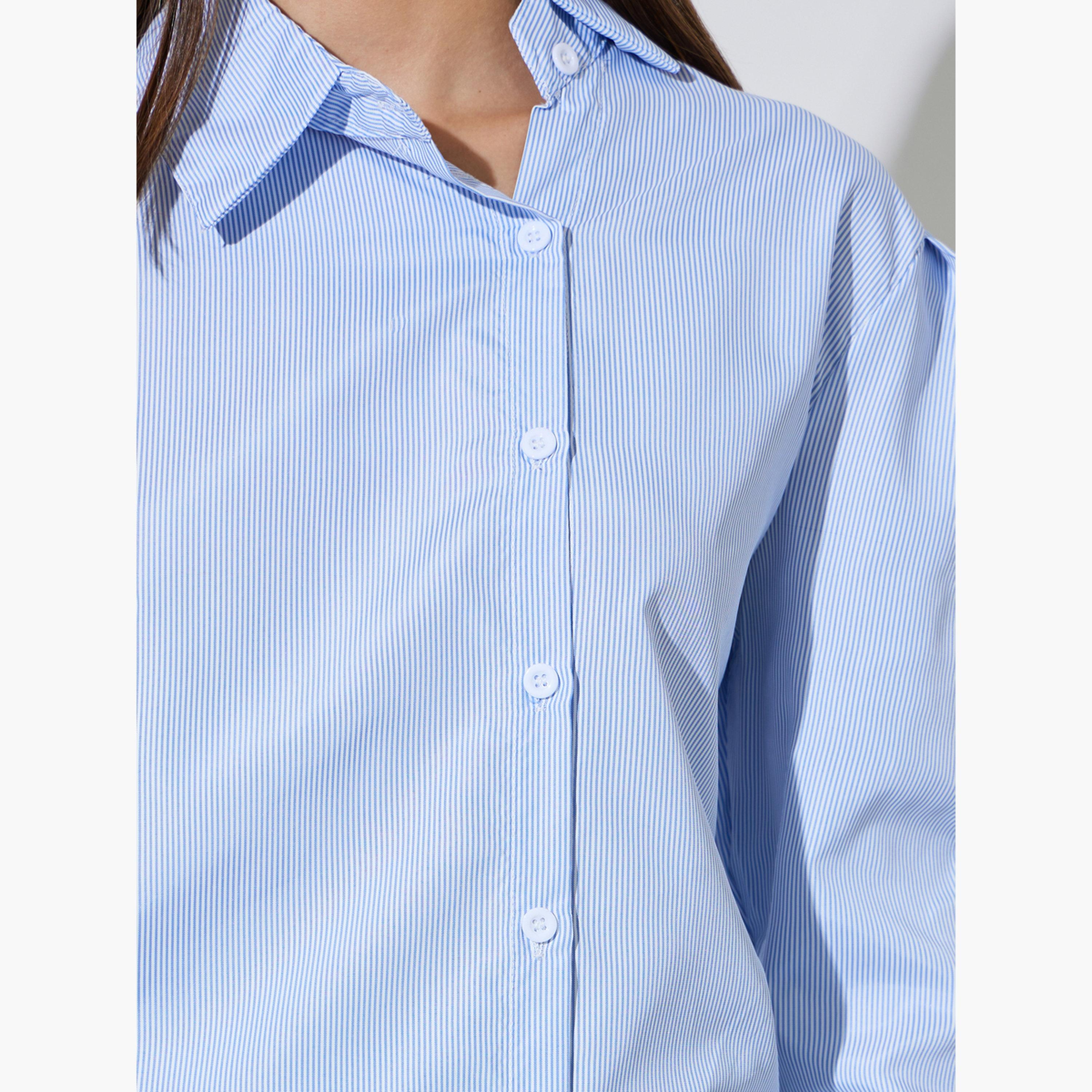 قميص بأزرار غير متماثلة ومخطط-women-clothing-shirtsandblouses-shirts-image-5