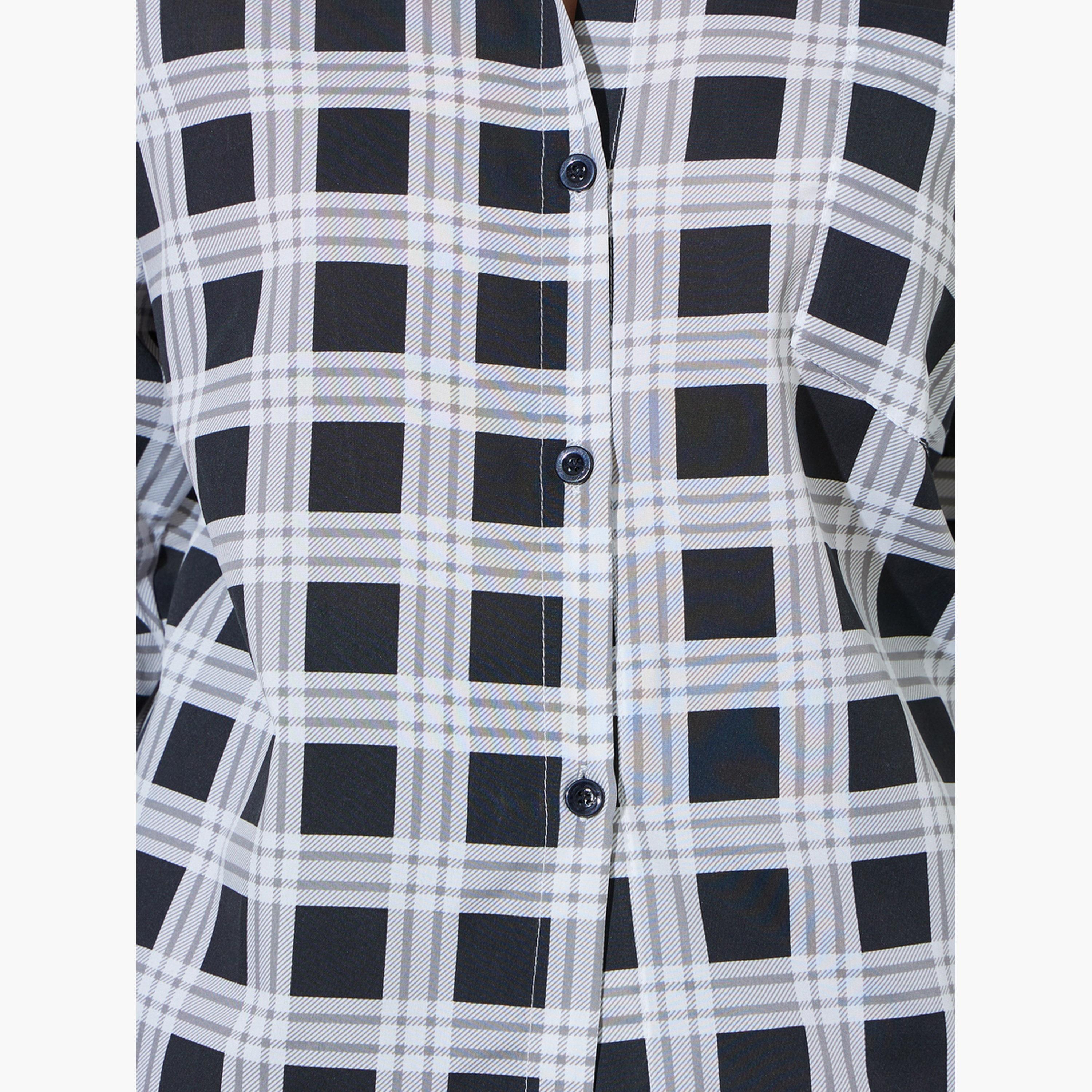 Styli Black Plaid Longline Shirt-women-clothing-shirtsandblouses-shirts-image-5