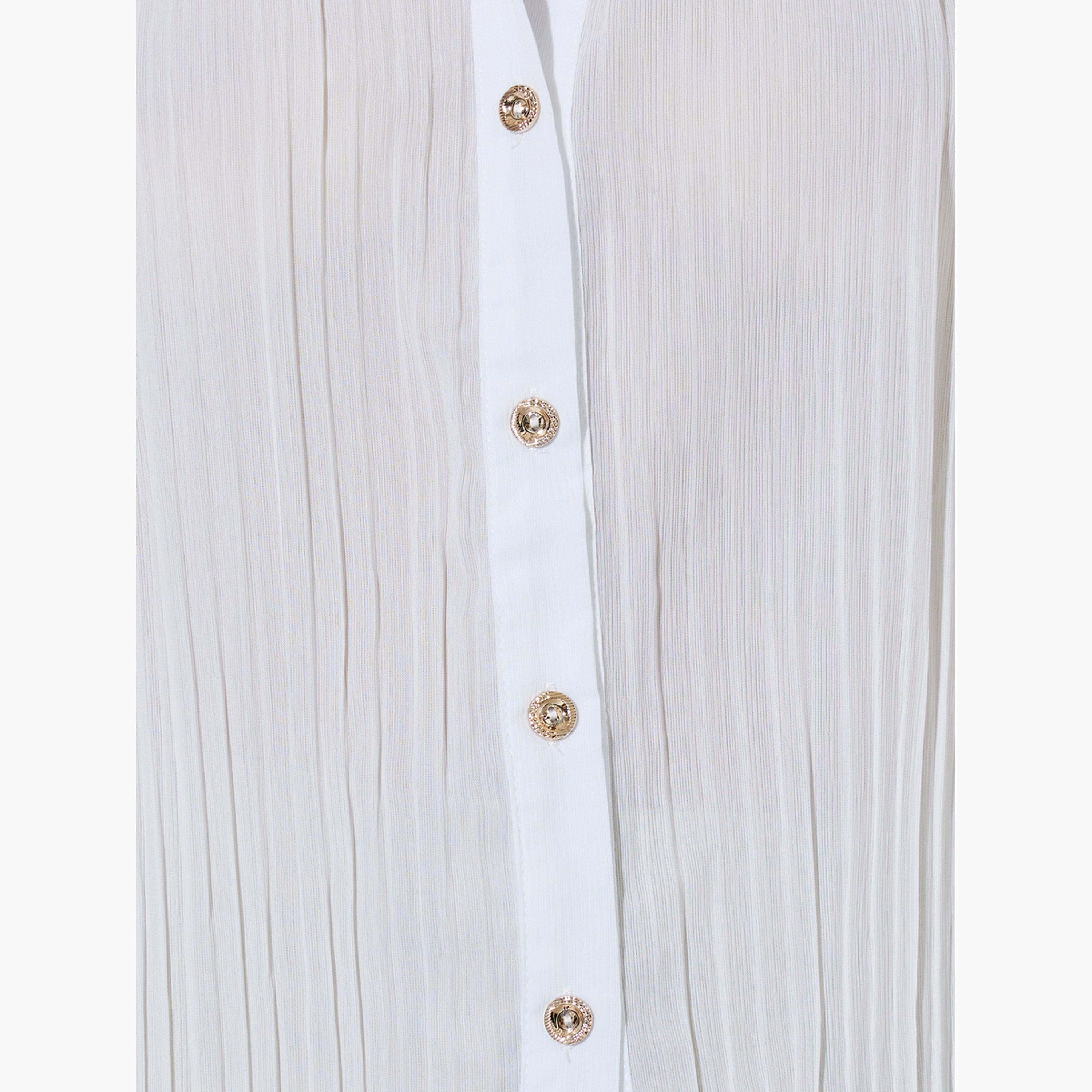 Styli White Textured Short Sleeve Shirt-women-clothing-shirtsandblouses-shirts-image-4