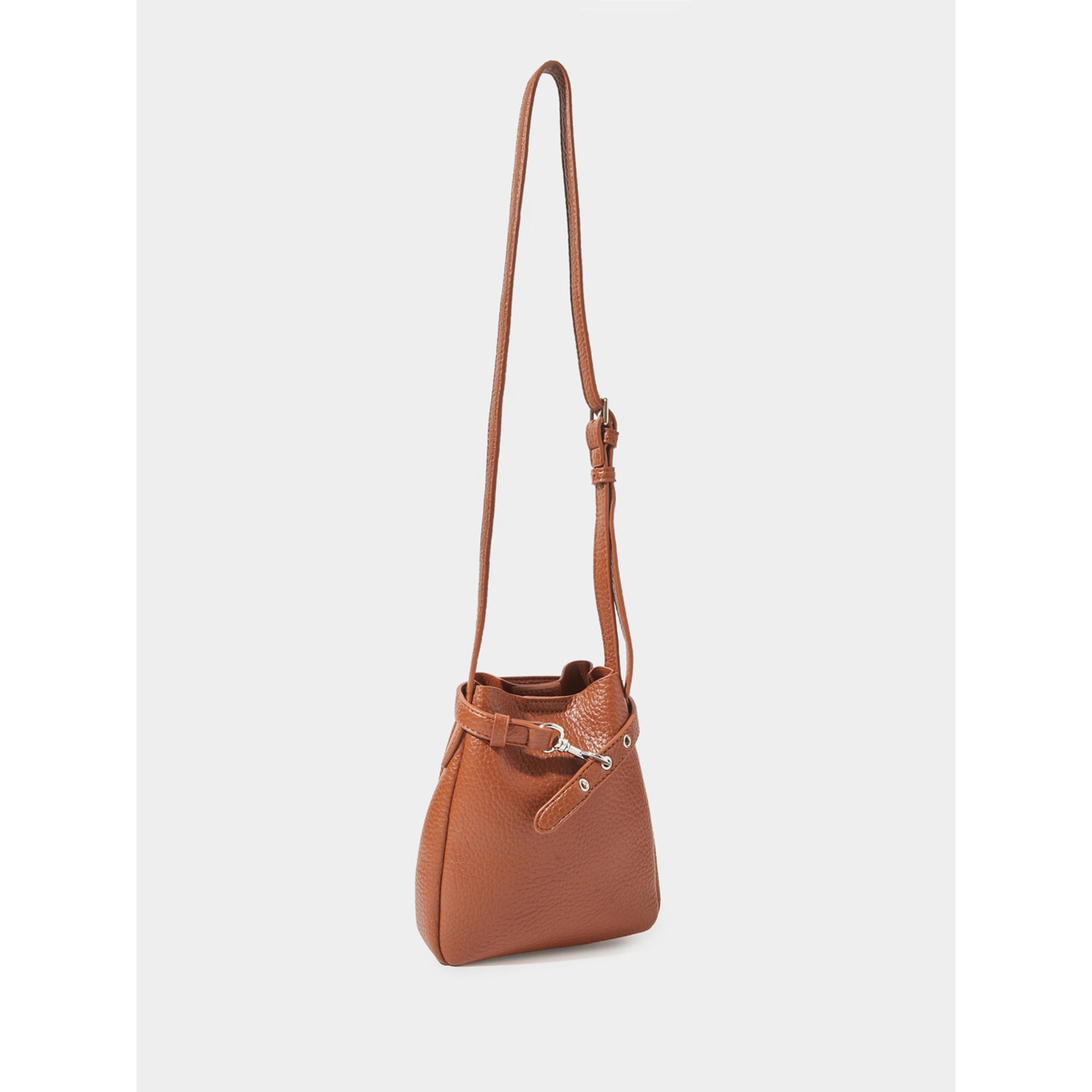 Styli Brown Textured Bucket Crossbody Bag-women-bagsandwallets-handbags-image-1