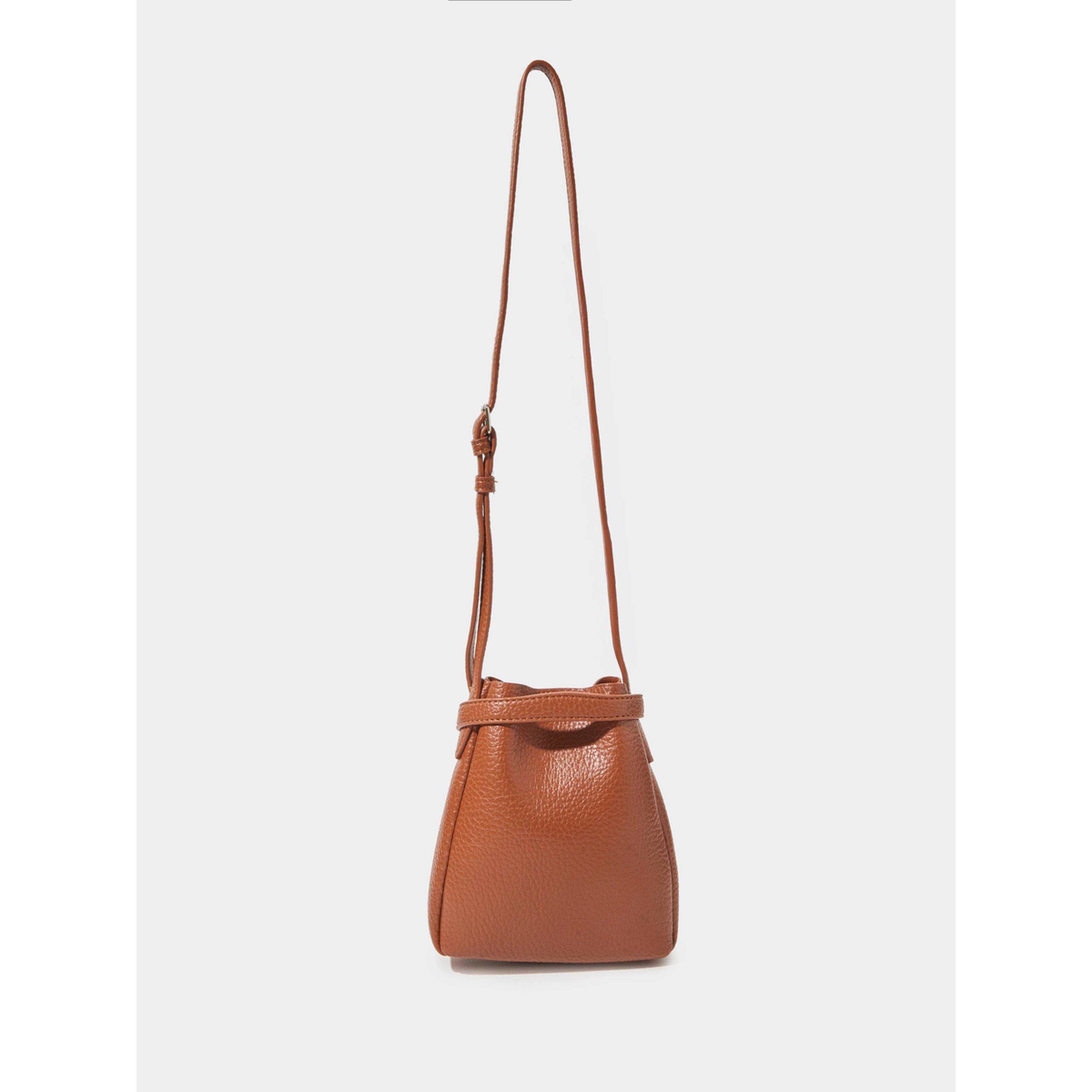 Styli Brown Textured Bucket Crossbody Bag-women-bagsandwallets-handbags-image-3