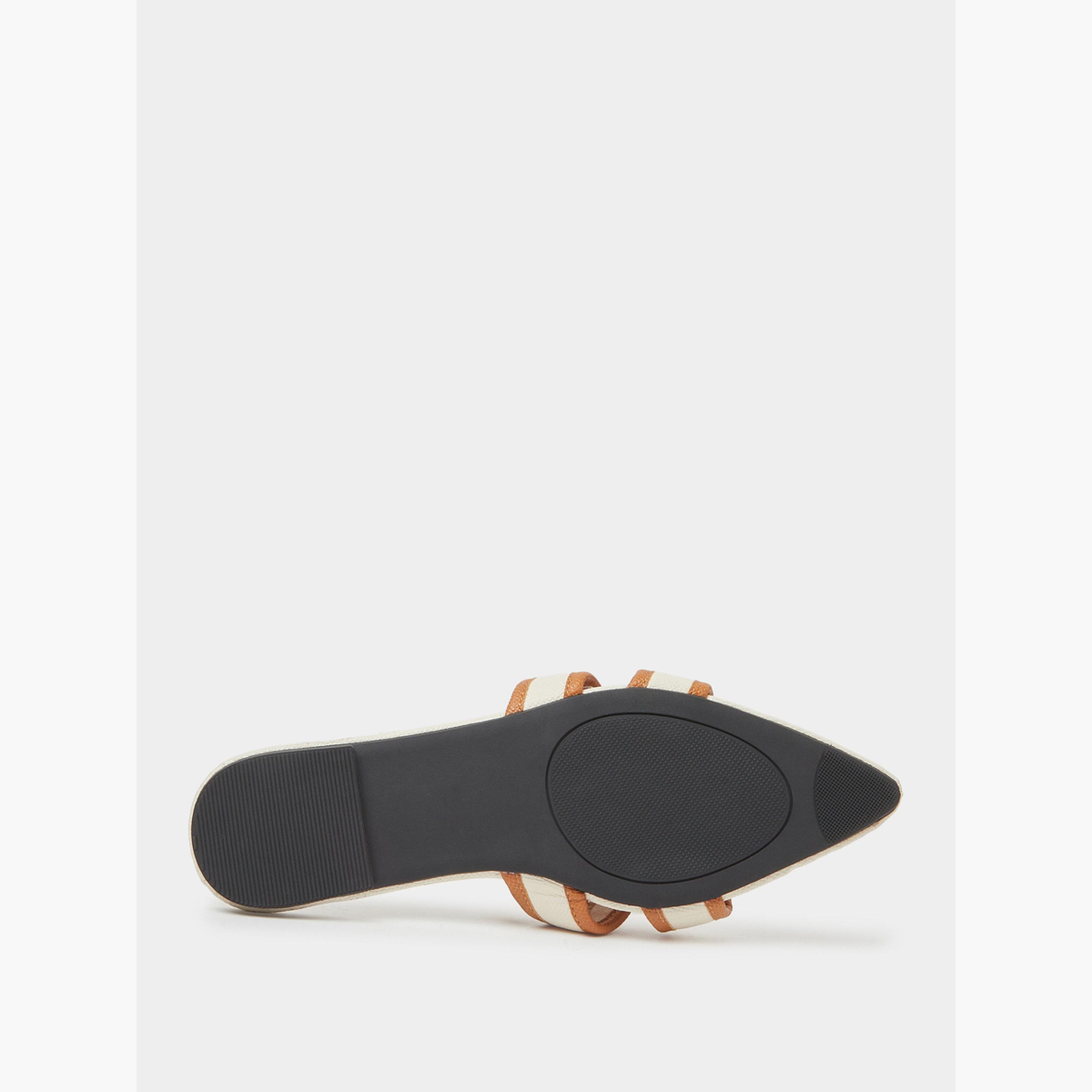 صندل بني بمقدمة مدببة ونمط كتل الألوان-women-shoes-sandals-flats-image-7
