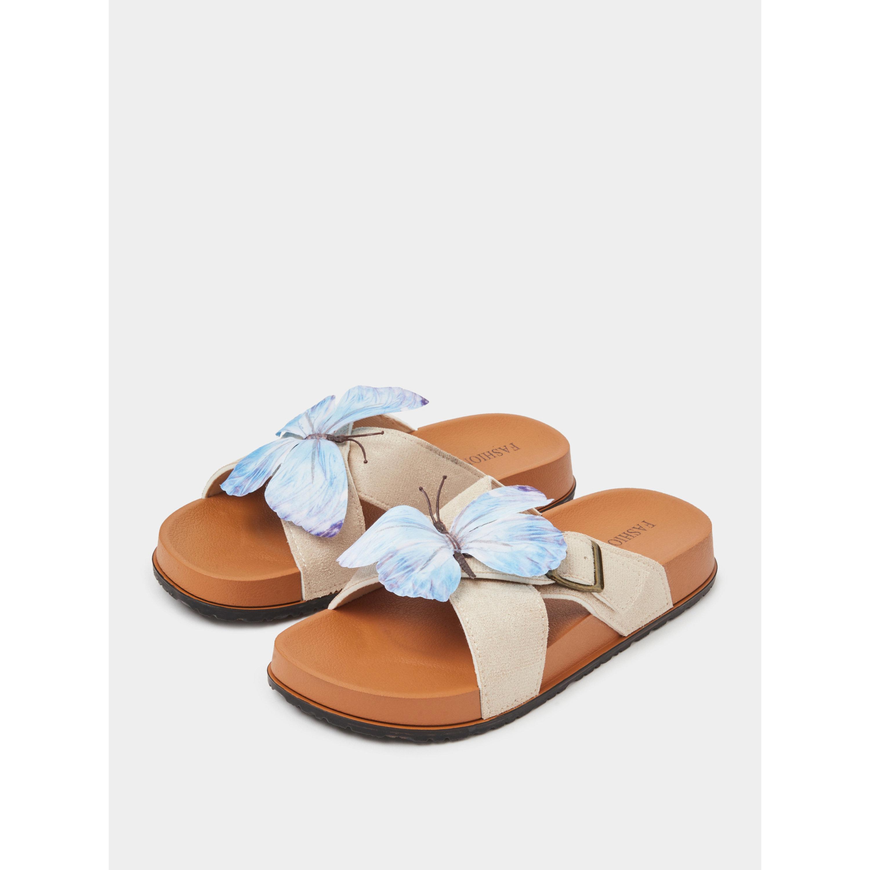 Take Two Brown Butterfly Detail Comfort Sandals-women-shoes-sandals-flats-image-1