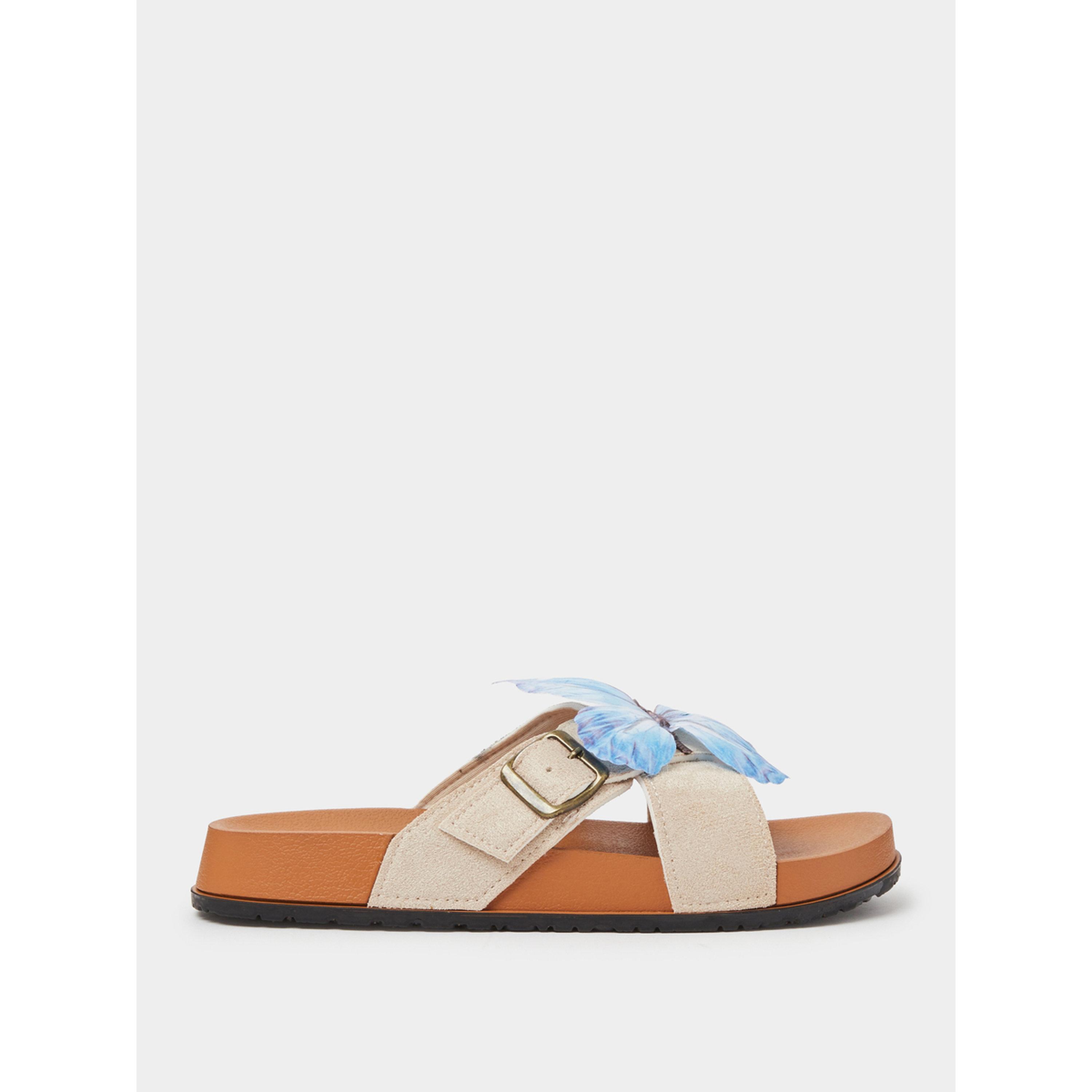 Take Two Brown Butterfly Detail Comfort Sandals-women-shoes-sandals-flats-image-3