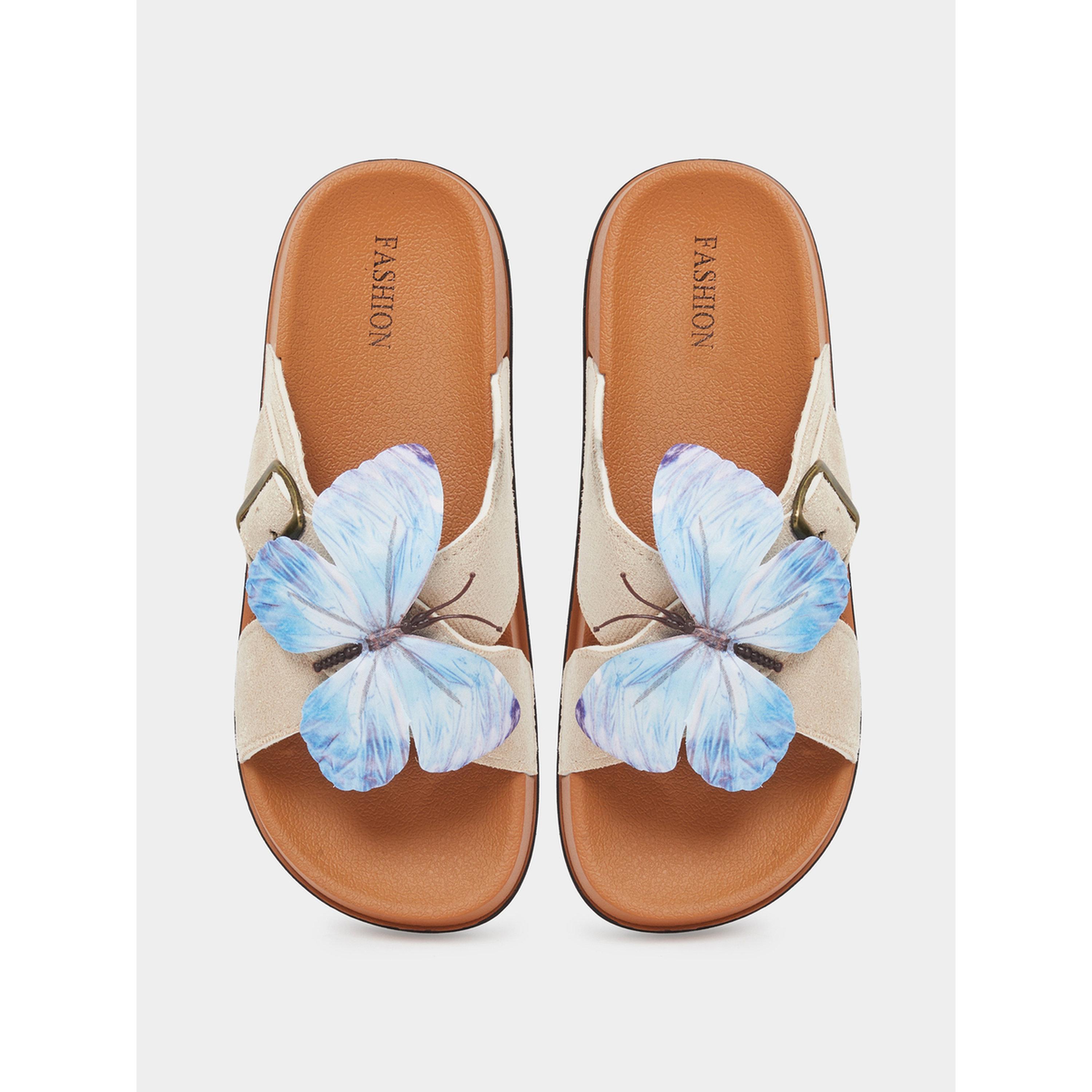 Take Two Brown Butterfly Detail Comfort Sandals-women-shoes-sandals-flats-image-4