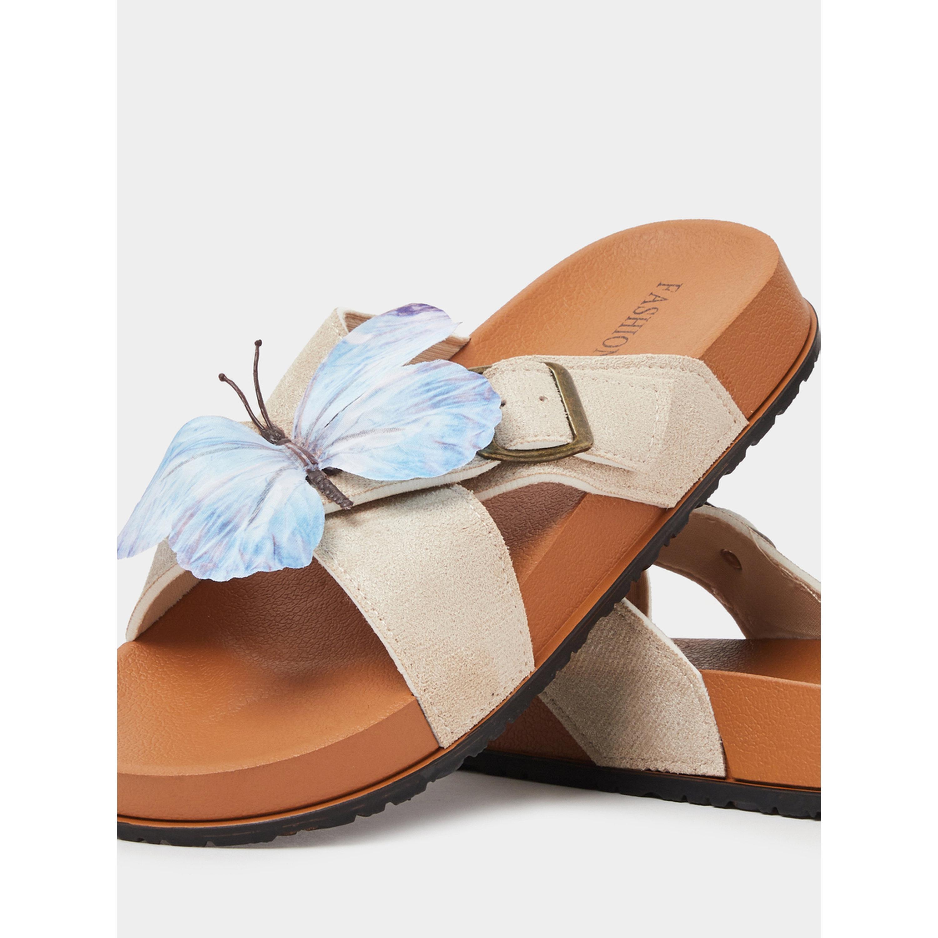 Take Two Brown Butterfly Detail Comfort Sandals-women-shoes-sandals-flats-image-5