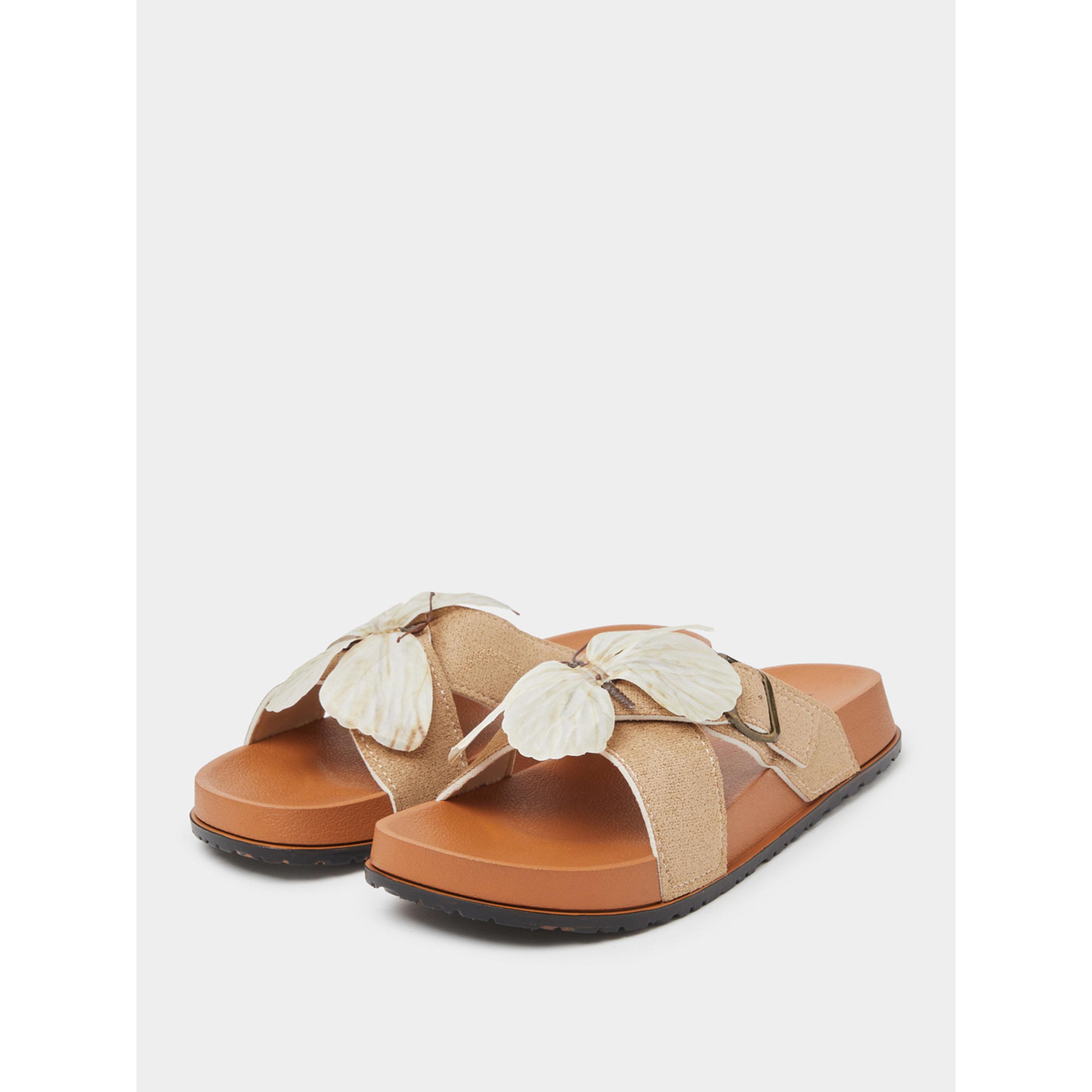 Take Two Beige Butterfly Detail Comfort Sandals-women-shoes-sandals-flats-image-1
