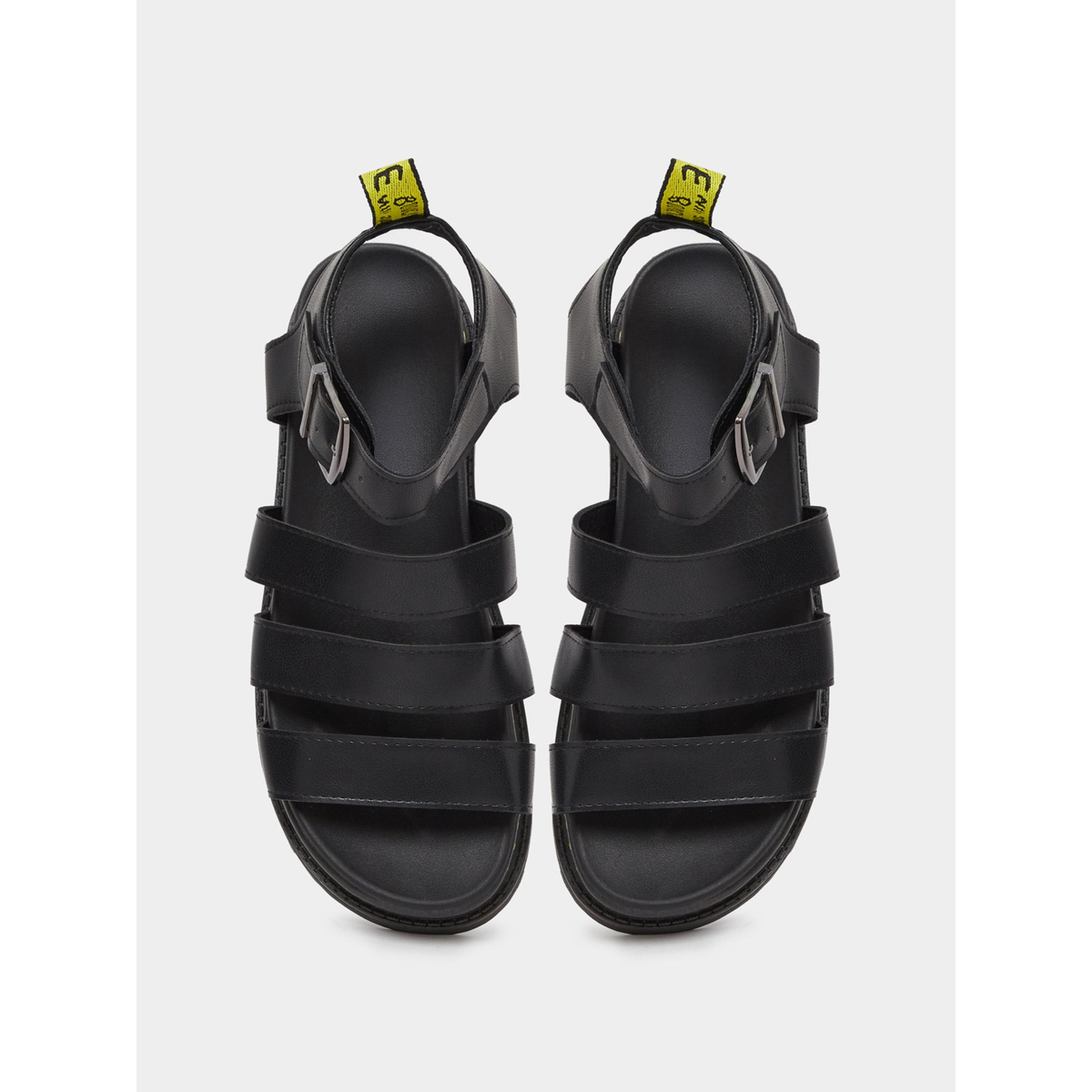 Take Two Black Buckle Strap Flatform Sandals-women-shoes-sandals-flats-image-4