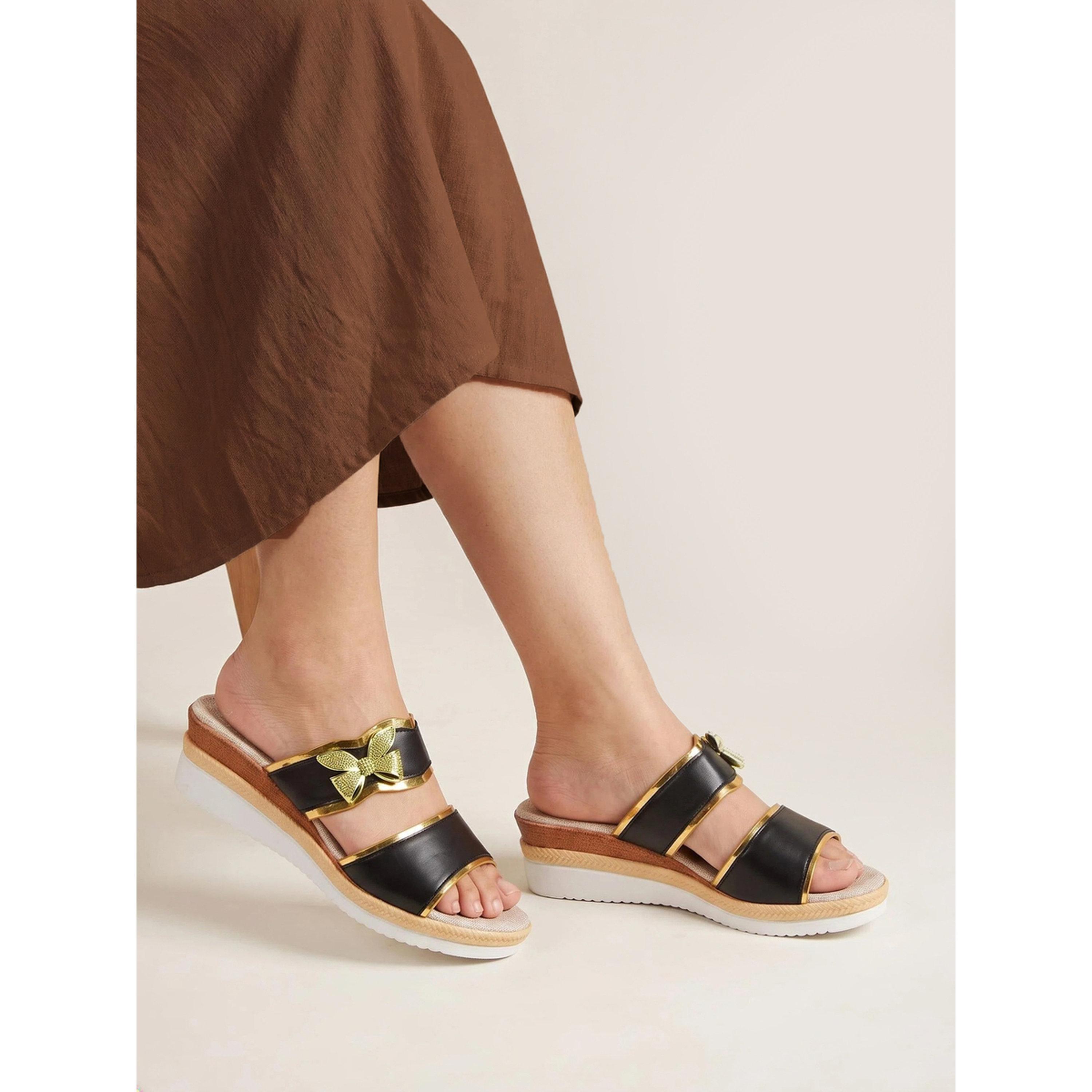 Take Two Bow Detail Wedge Heel Sandals-women-shoes-sandals-heeled-image-2