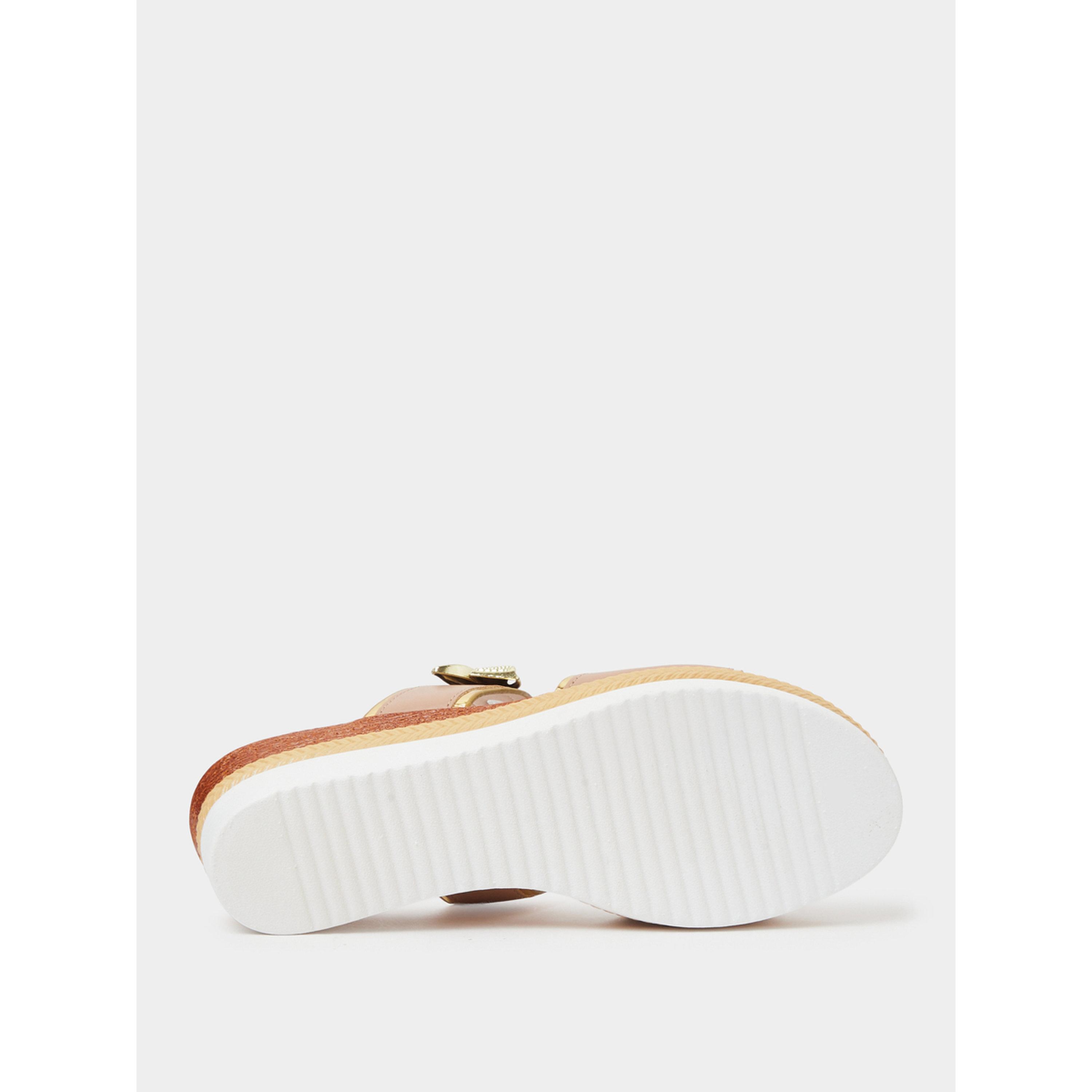 Take Two Beige Wedge Sandals with Golden Butterfly Detail-women-shoes-sandals-heeled-image-7