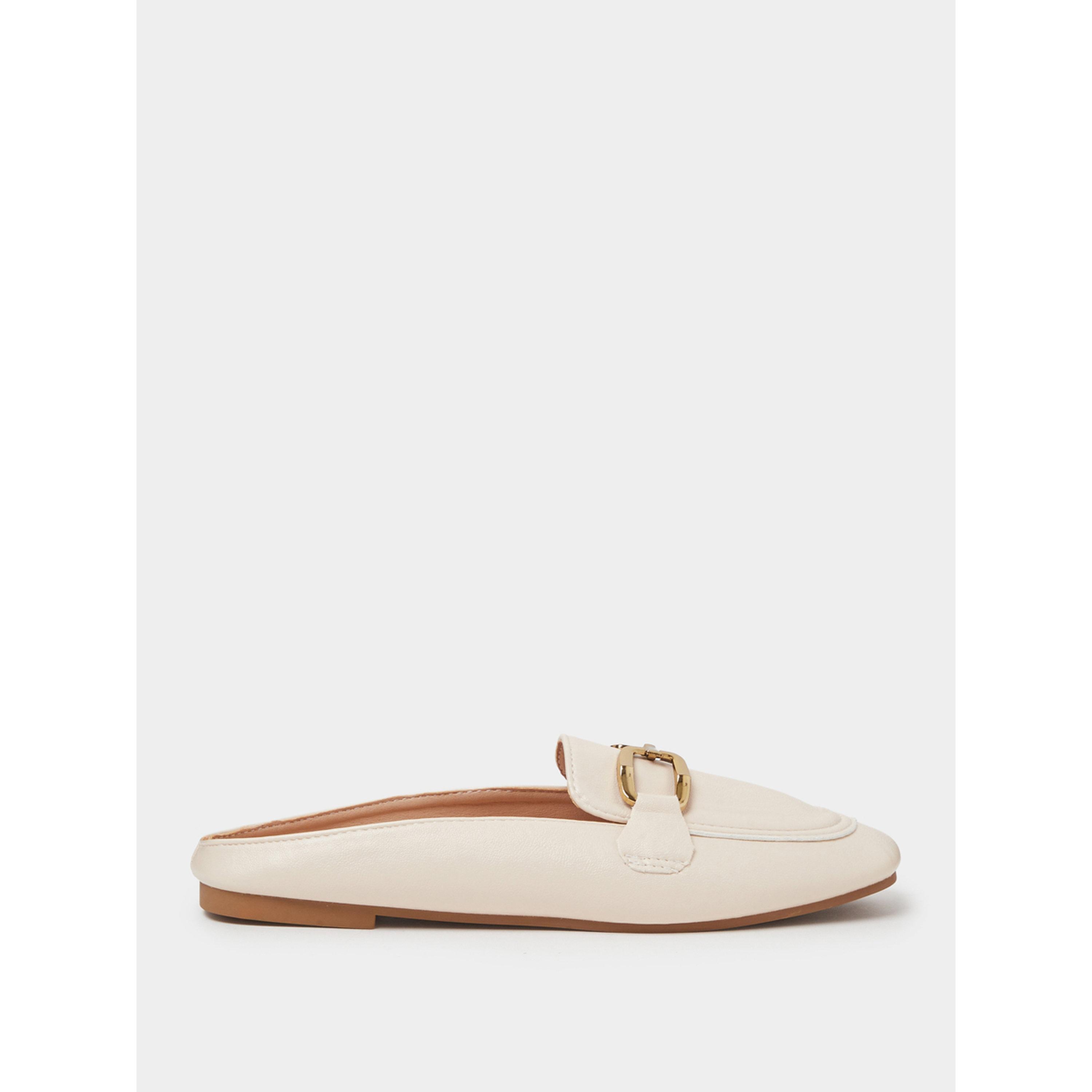 Take Two Beige Flat Mules with Gold Buckle Detail-women-shoes-flats-mules-image-3