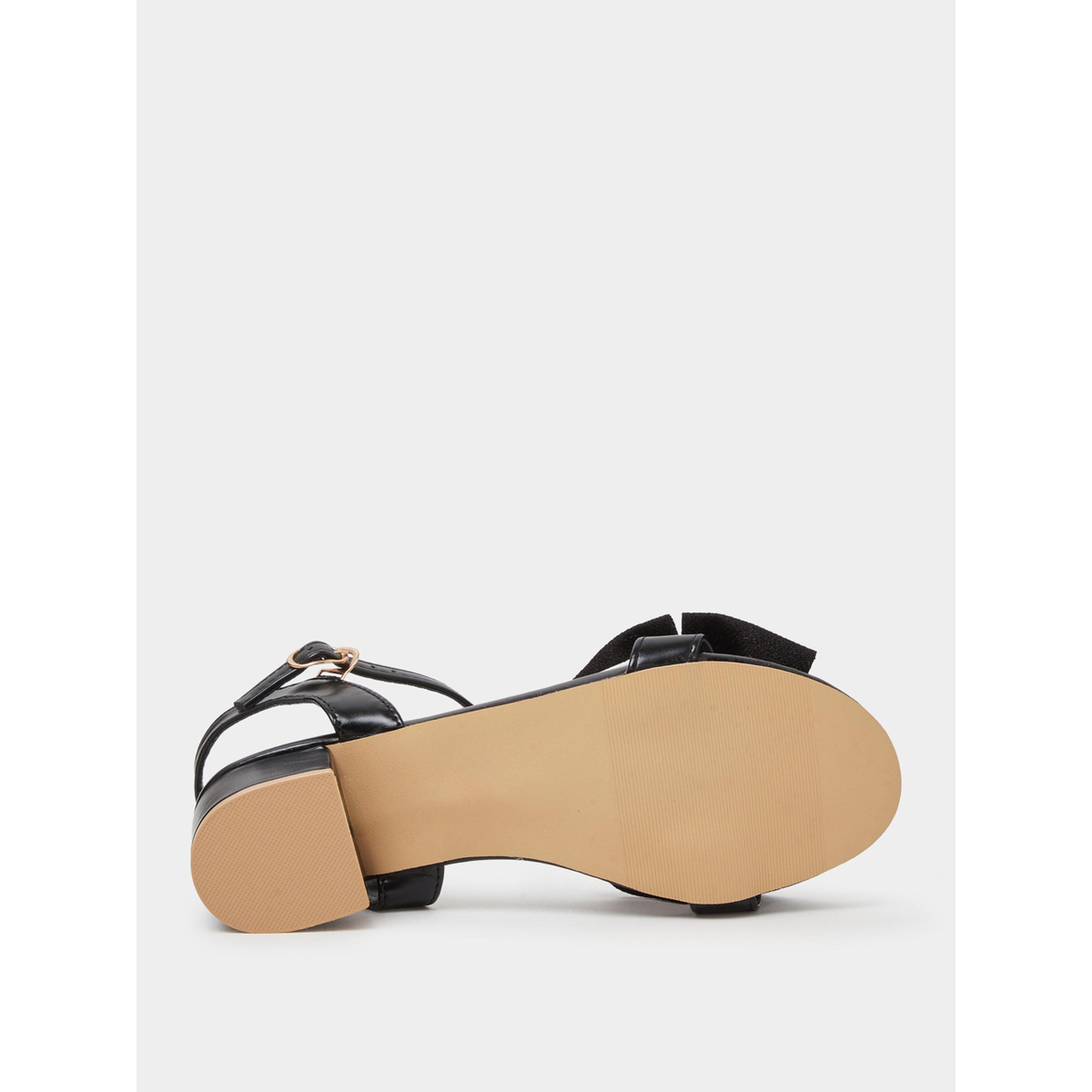 Take Two Black Ankle Strap Bow Block Heel Sandals-women-shoes-sandals-heeled-image-7