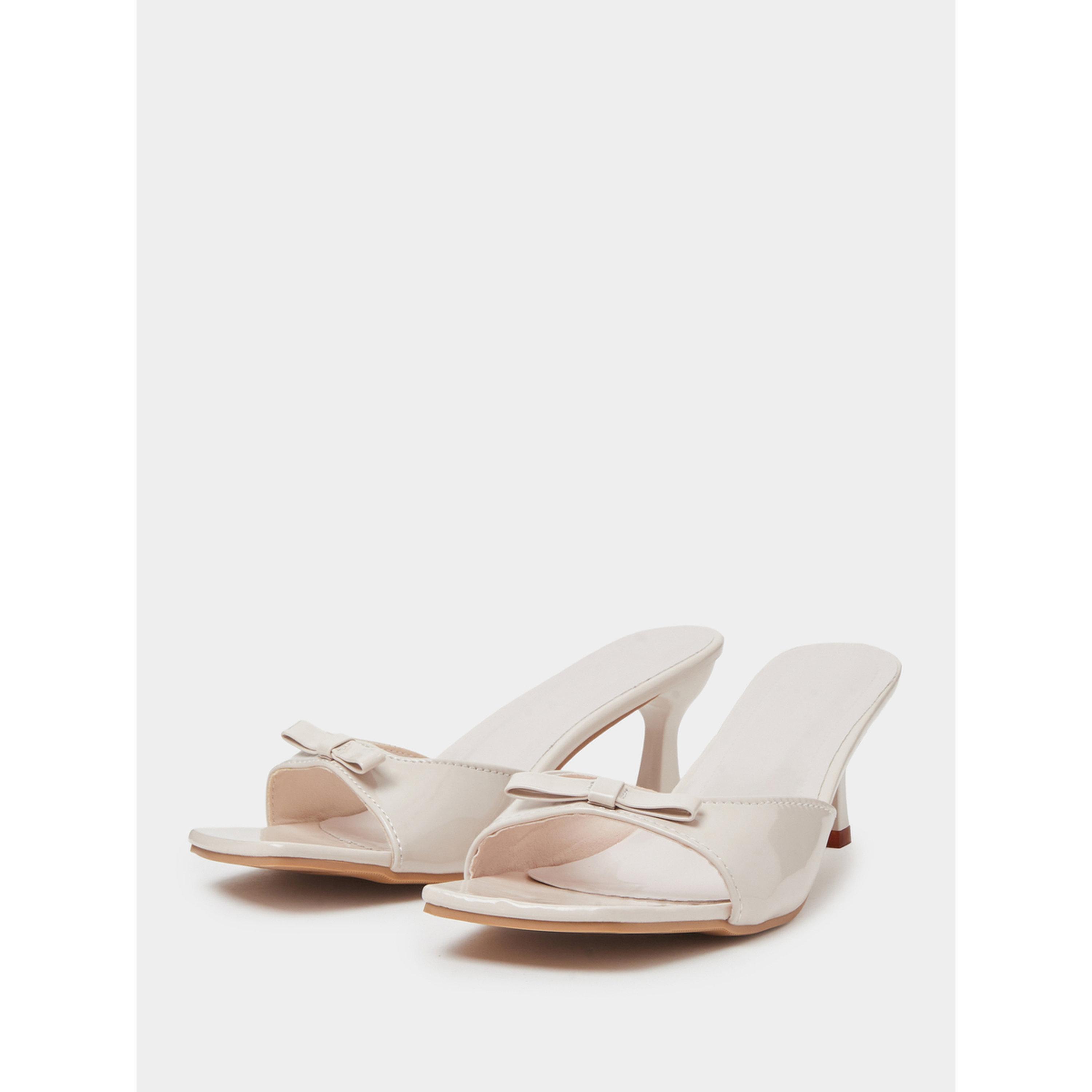 Take Two Beige Bow Detail Mid Heel Sandals-women-shoes-sandals-heeled-image-1
