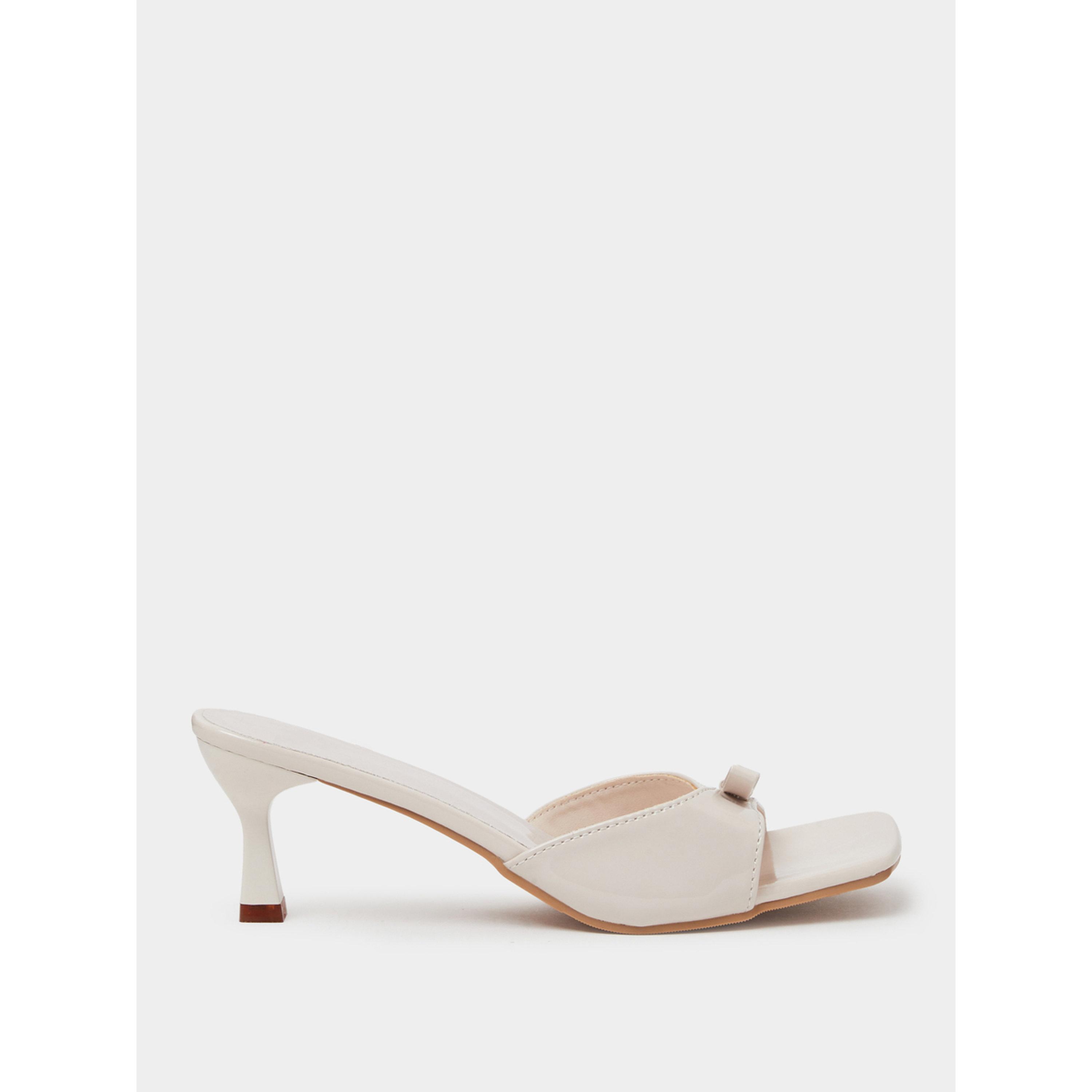 Take Two Beige Bow Detail Mid Heel Sandals-women-shoes-sandals-heeled-image-3