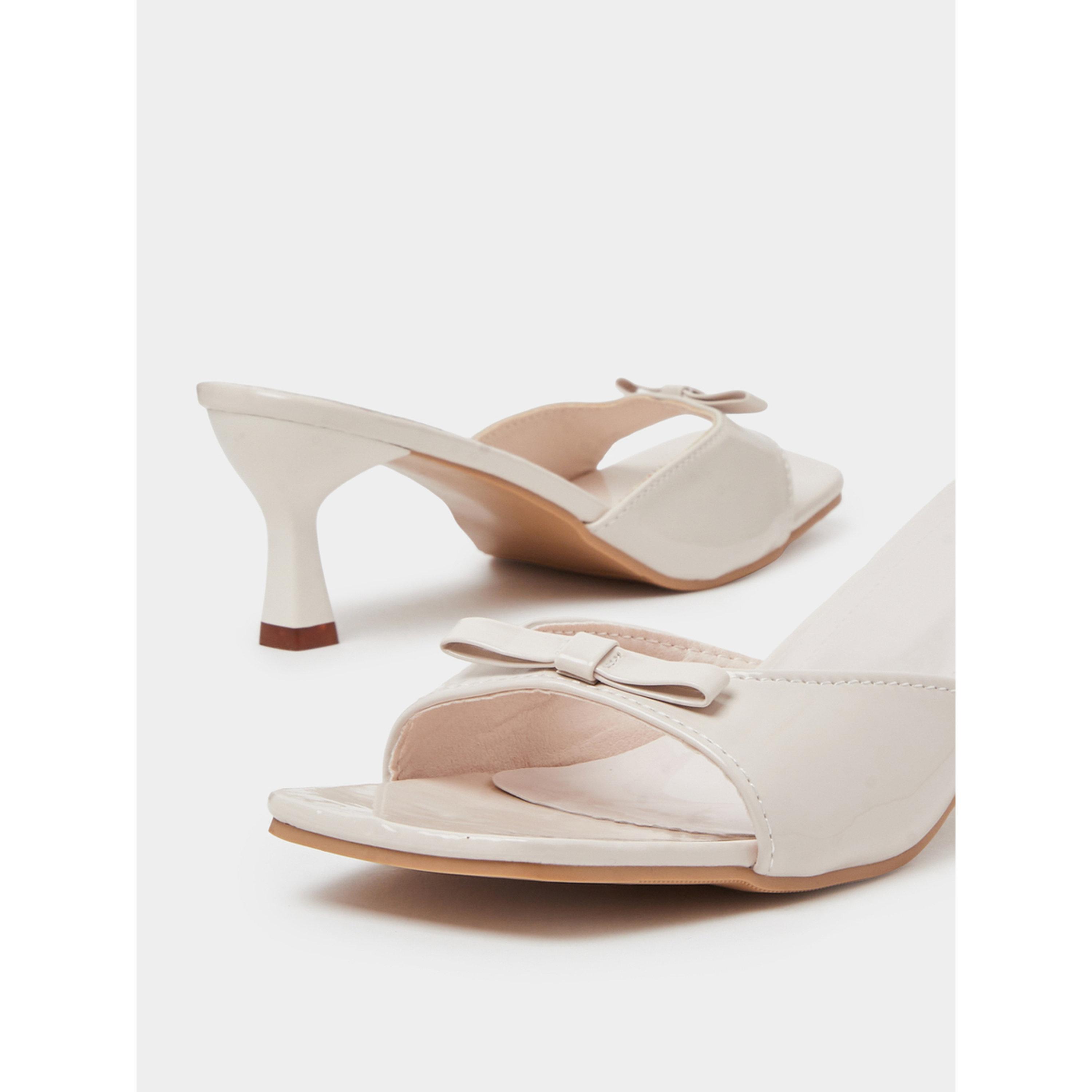 Take Two Beige Bow Detail Mid Heel Sandals-women-shoes-sandals-heeled-image-5