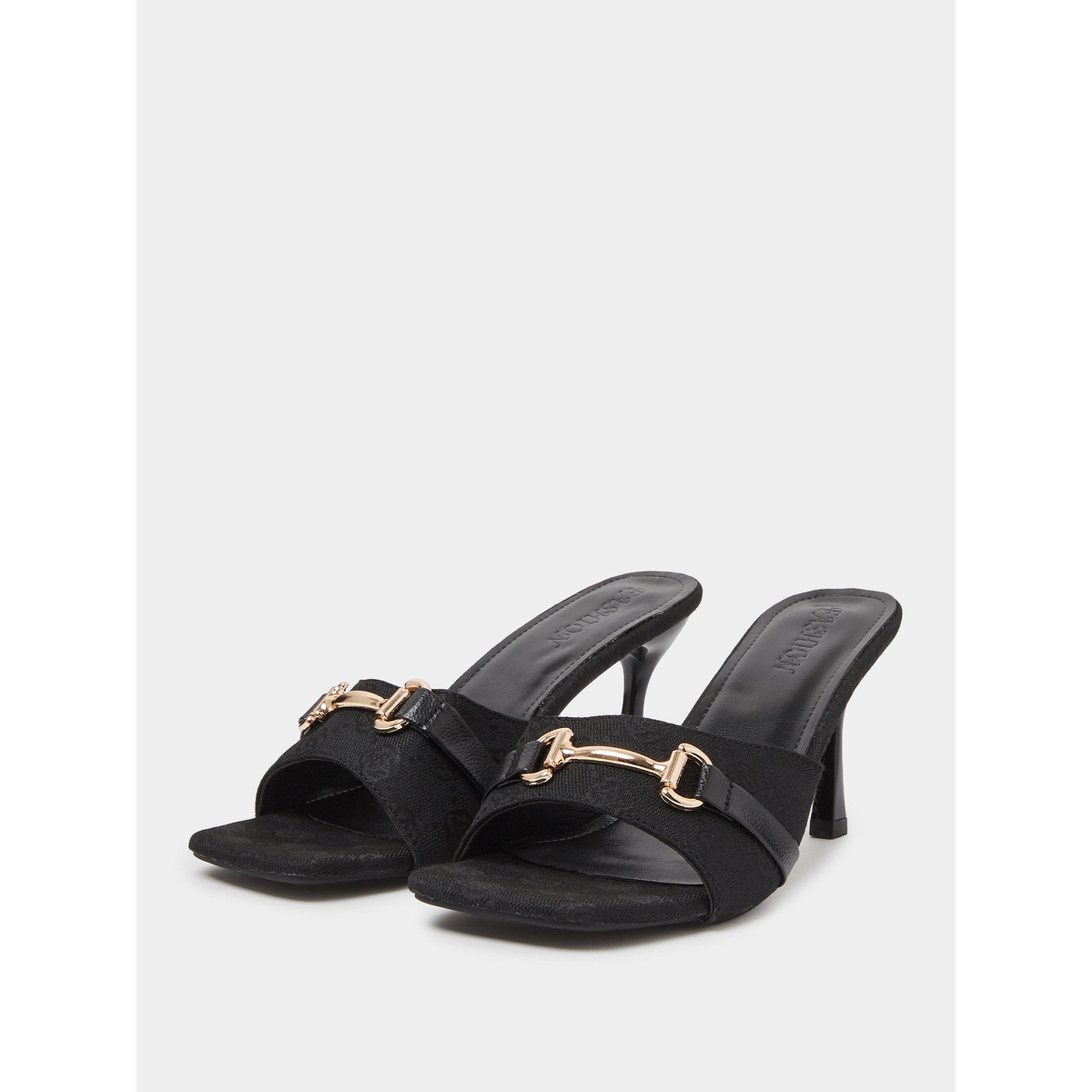 Take Two Black High-Heel Sandals with Buckle Detail-women-shoes-sandals-heeled-image-1