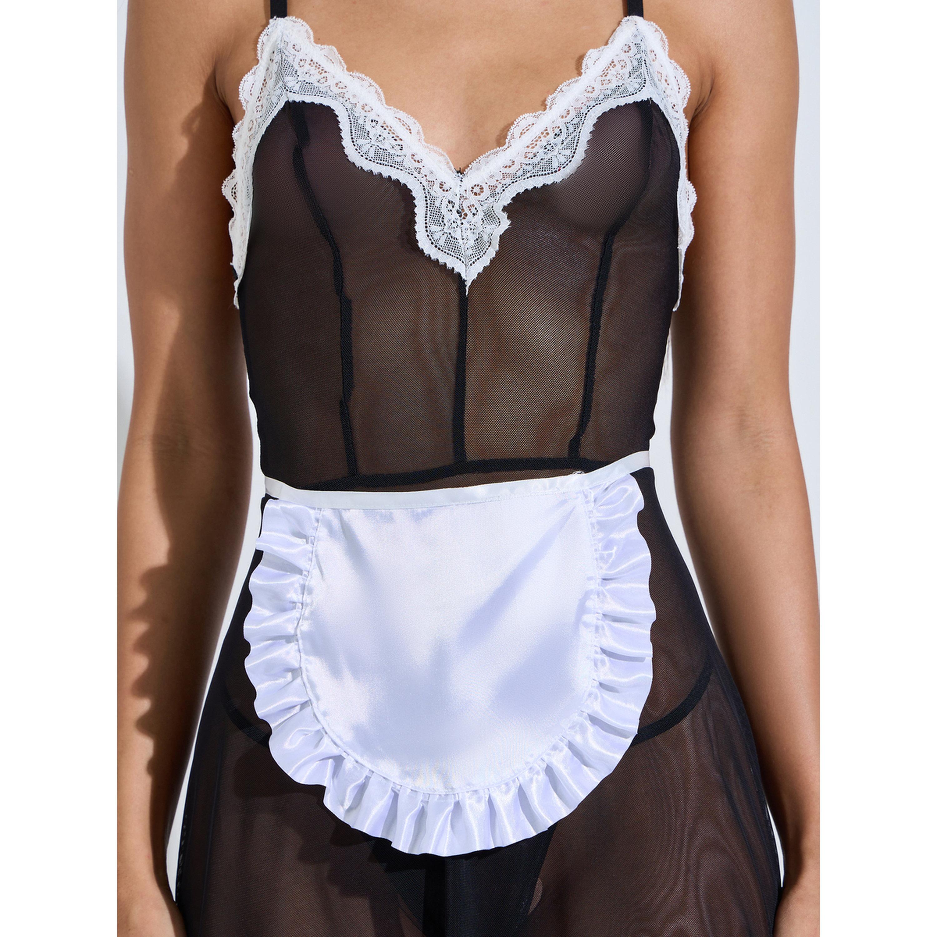 عبوة من 6 قطع بيبي دول بحواف دانتيل شفافة - أسود-women-clothing-lingerie-lingeriesets-image-5