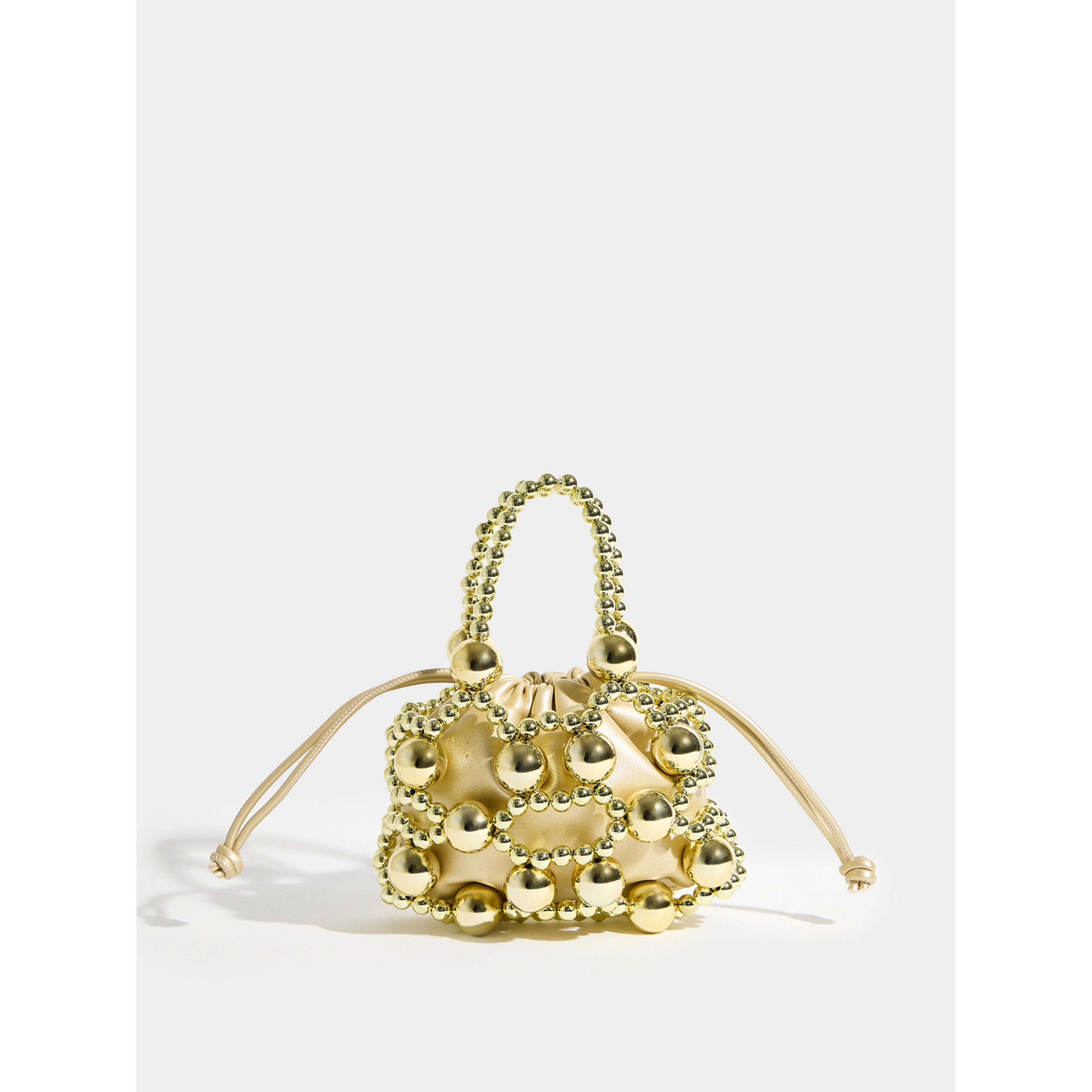 Styli Gold Tone Beads Embellished Drawstring Bag-women-bagsandwallets-handbags-image-2