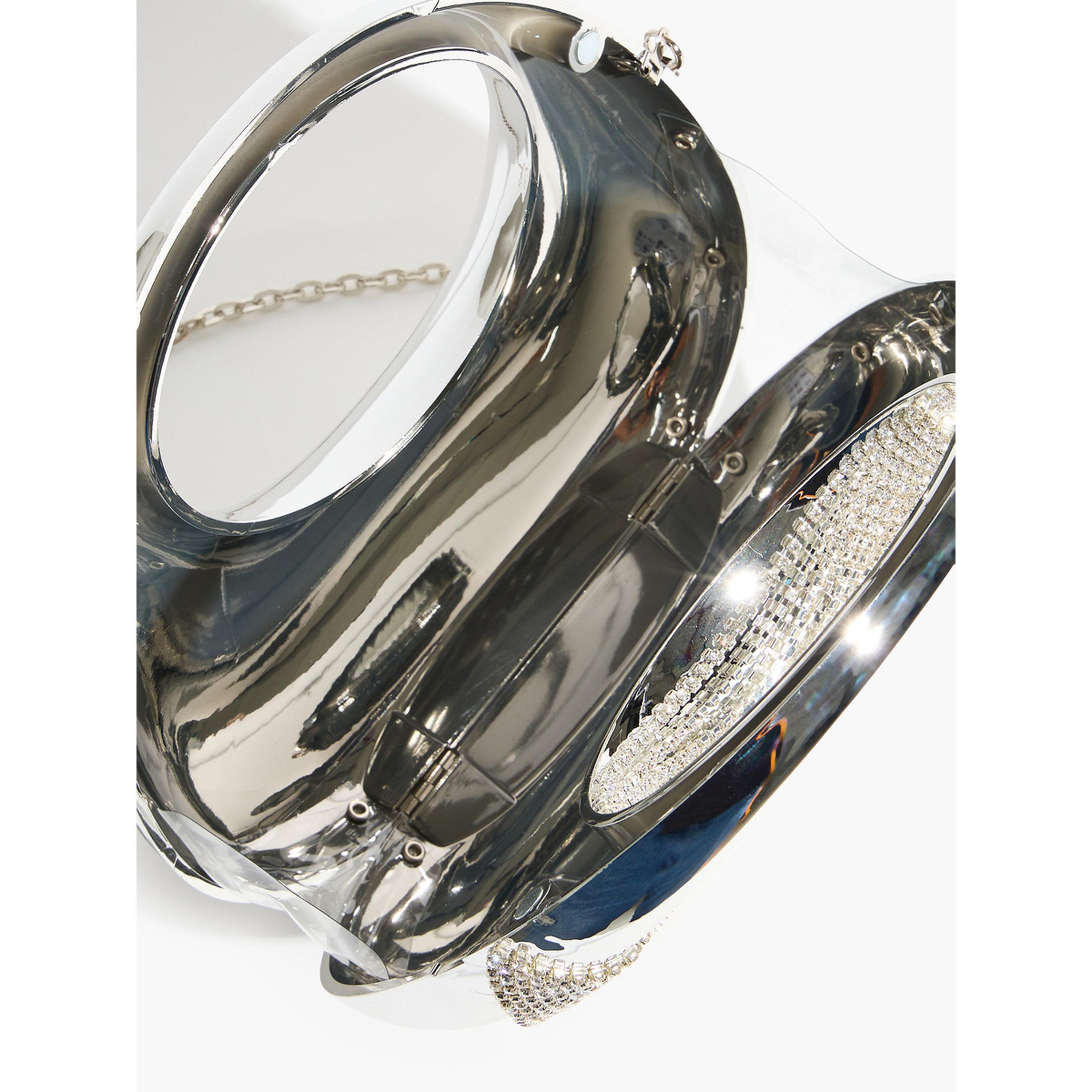 Styli Sparkling Silver Rhinestone Fringe Clutch Bag-women-bagsandwallets-handbags-image-4