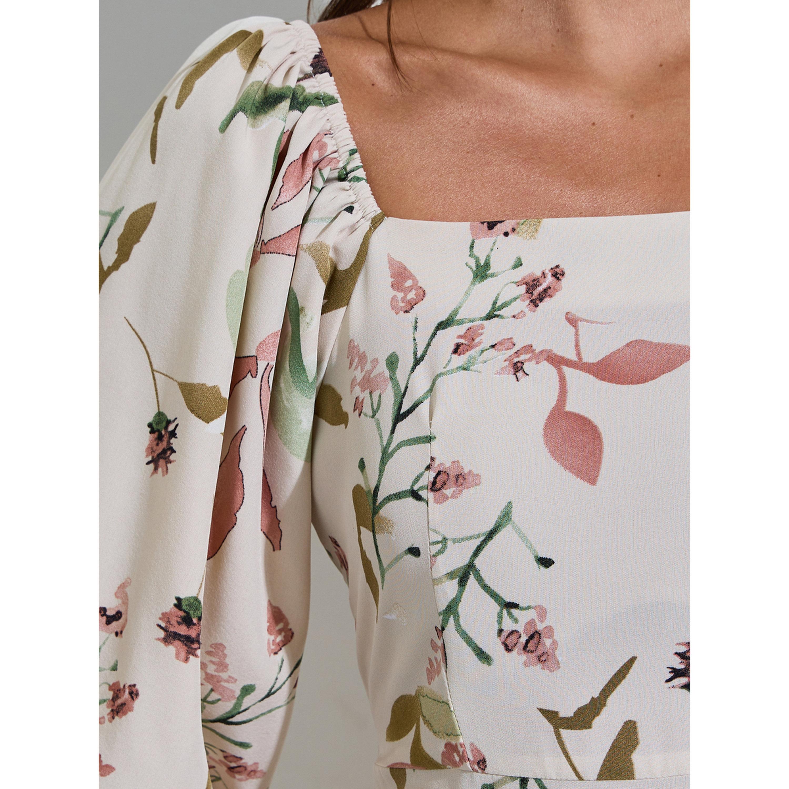 Styli Multi-Color Floral Print Square Neck Puff Sleeves A-Line Maxi Dress-women-clothing-dresses-image-4