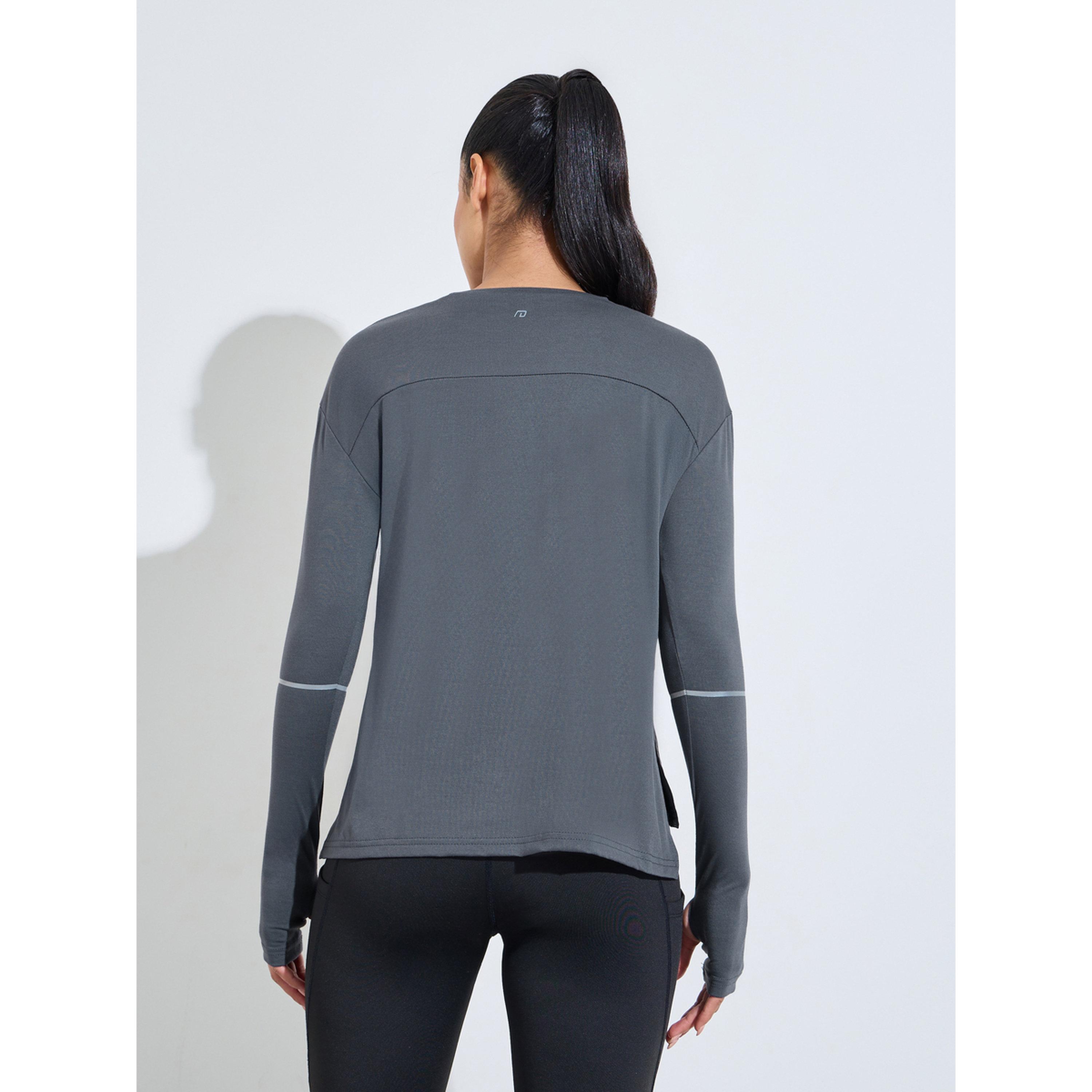 Styli Charcoal Solid Active Long Sleeve Top with Thumbholes-sports-women-clothing-tshirtsandvests-image-3