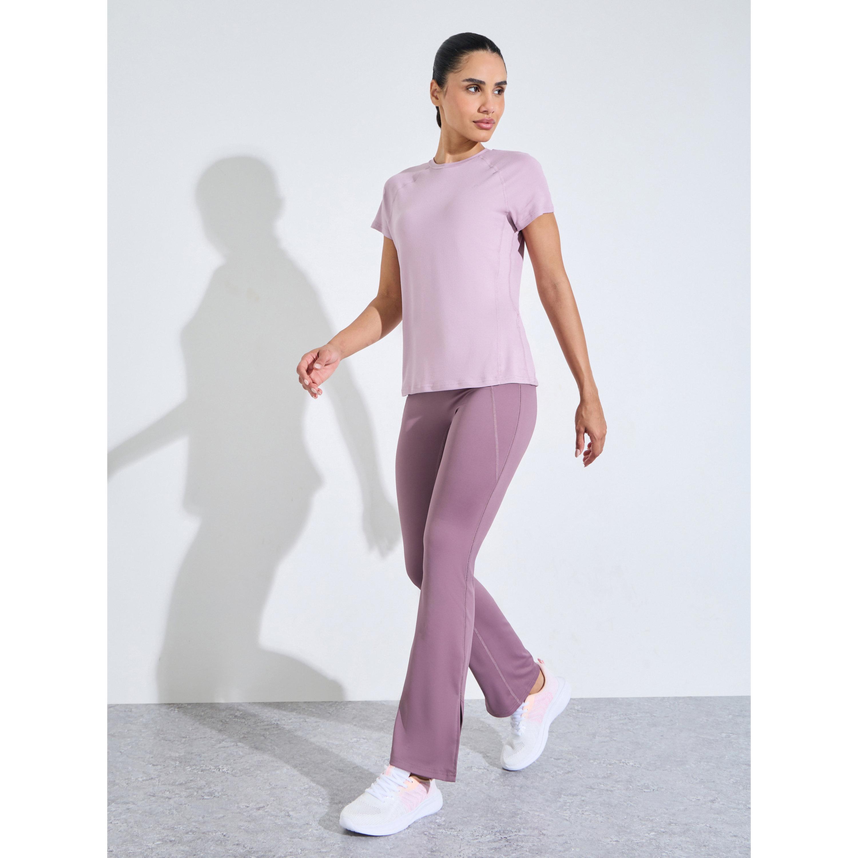 Styli Pink Solid Short Sleeves Active T-Shirt-sports-women-clothing-tshirtsandvests-image-2
