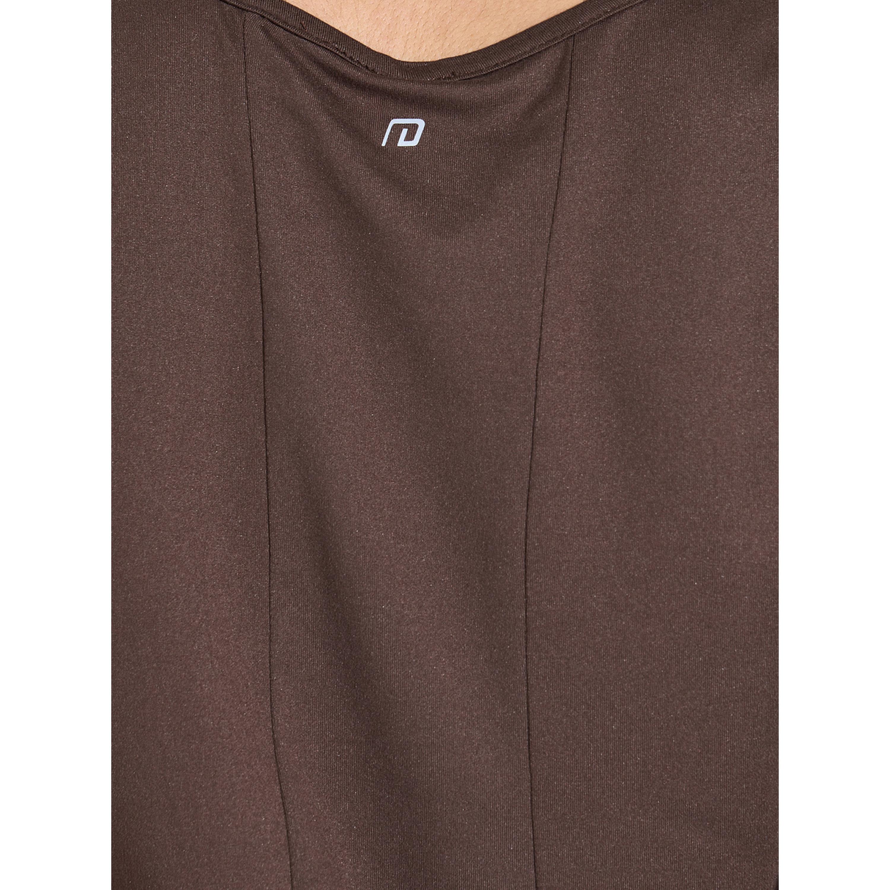 Styli Brown Solid Ruched Activewear T-Shirt-sports-women-clothing-tshirtsandvests-image-4