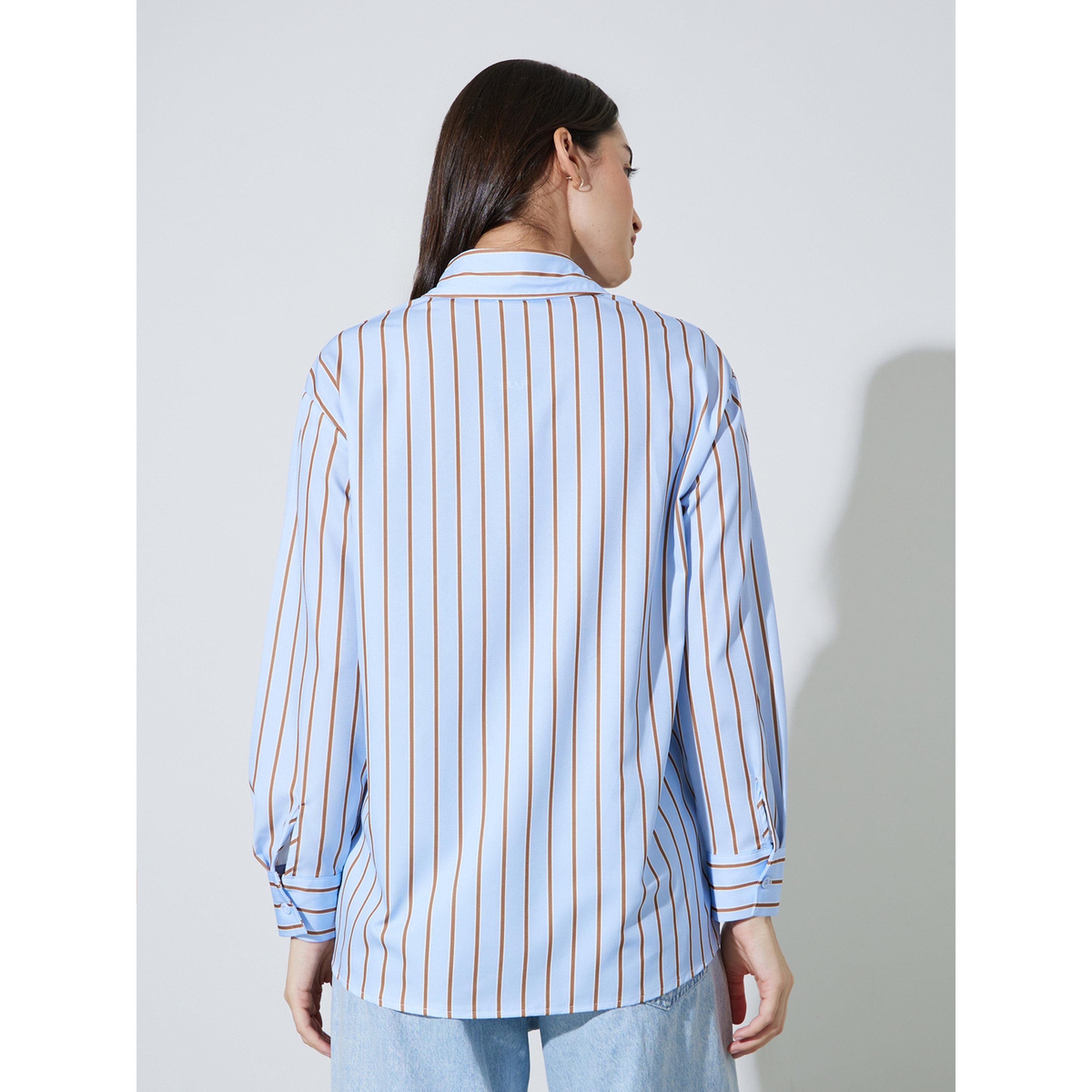 Styli Blue Striped Long Sleeves Oversized Shirt with Tank Top-women-clothing-shirtsandblouses-shirts-image-6