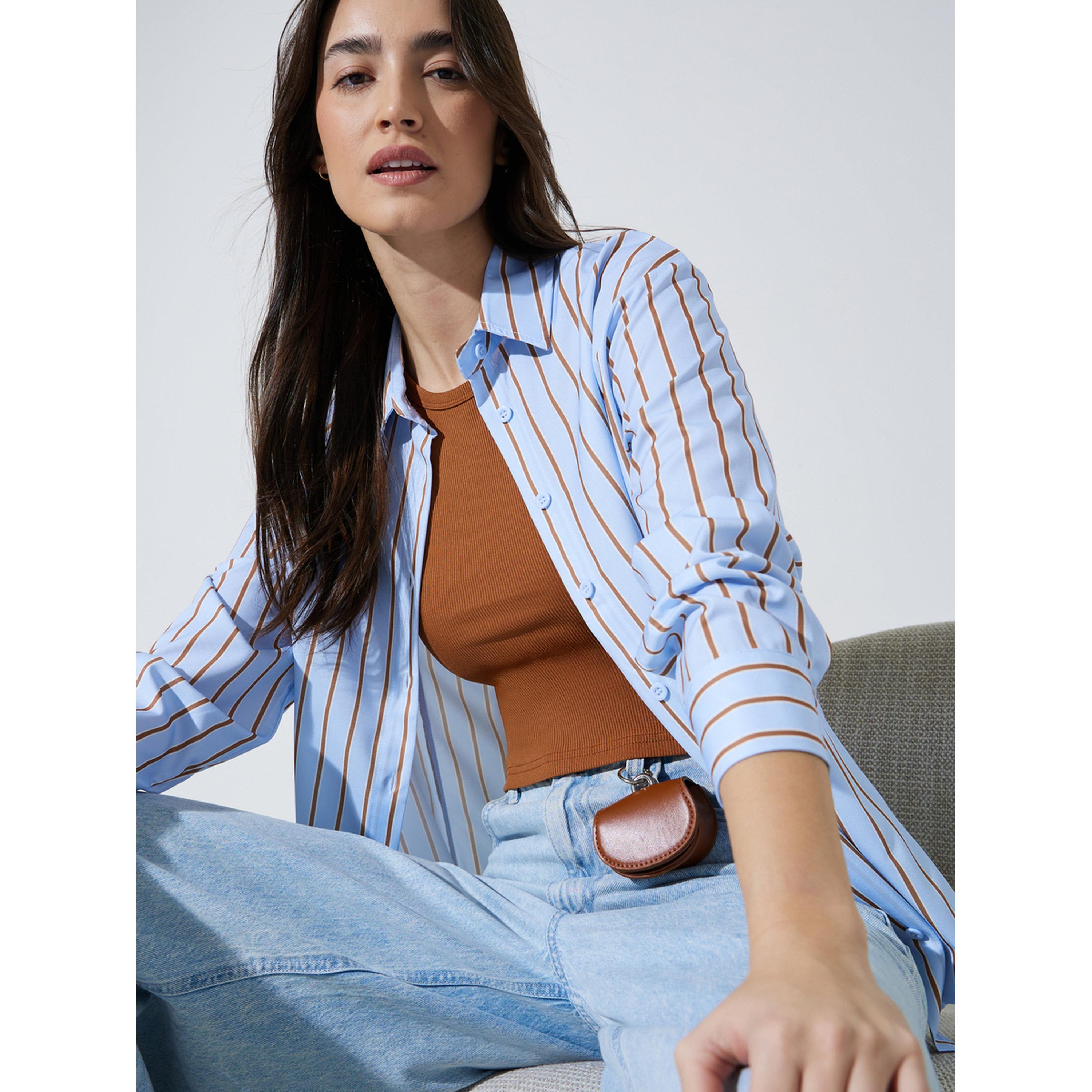 Styli Blue Striped Long Sleeves Oversized Shirt with Tank Top-women-clothing-shirtsandblouses-shirts-image-7