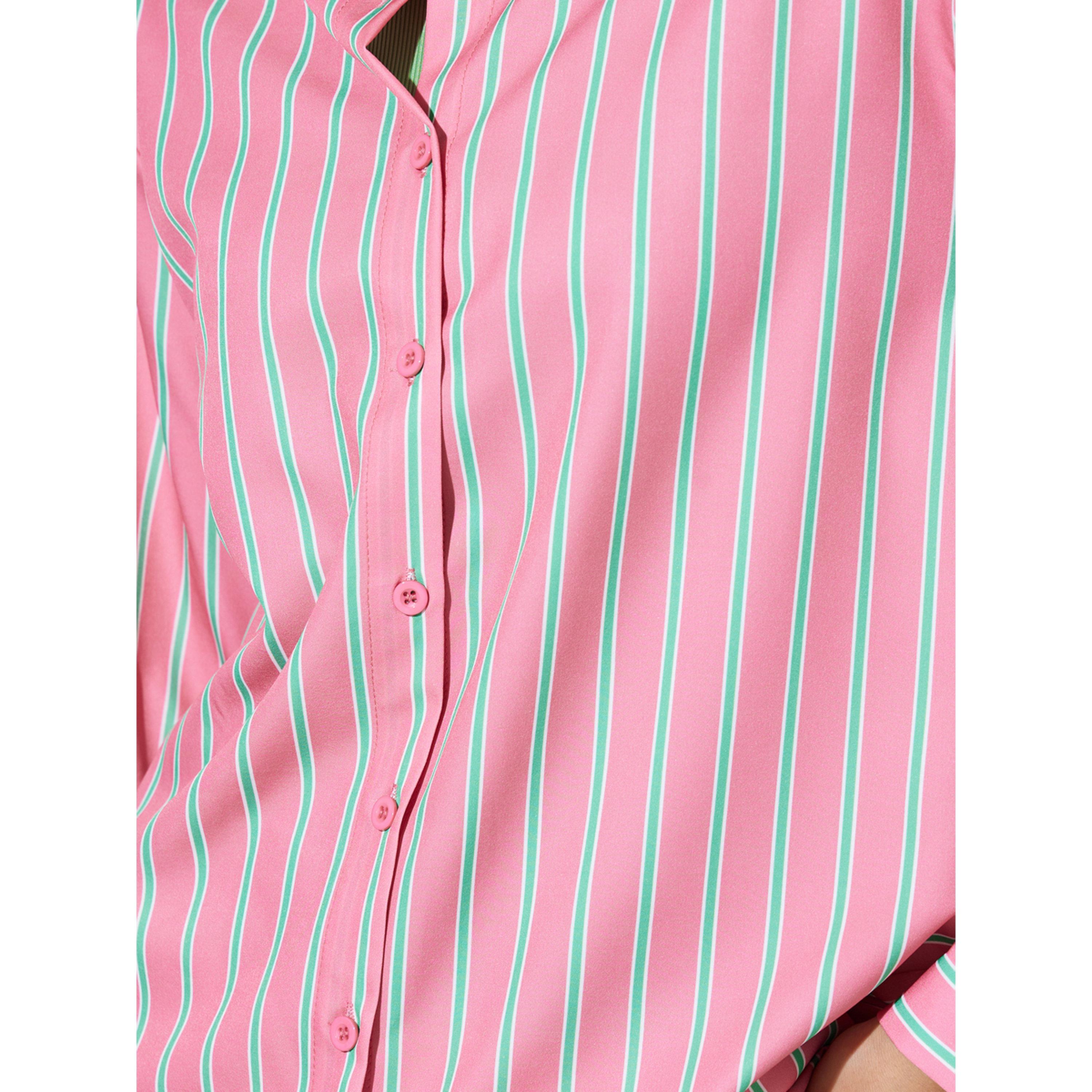 Styli Pink Striped Long Sleeves Oversized Shirt with Tank Top-women-clothing-shirtsandblouses-shirts-image-5