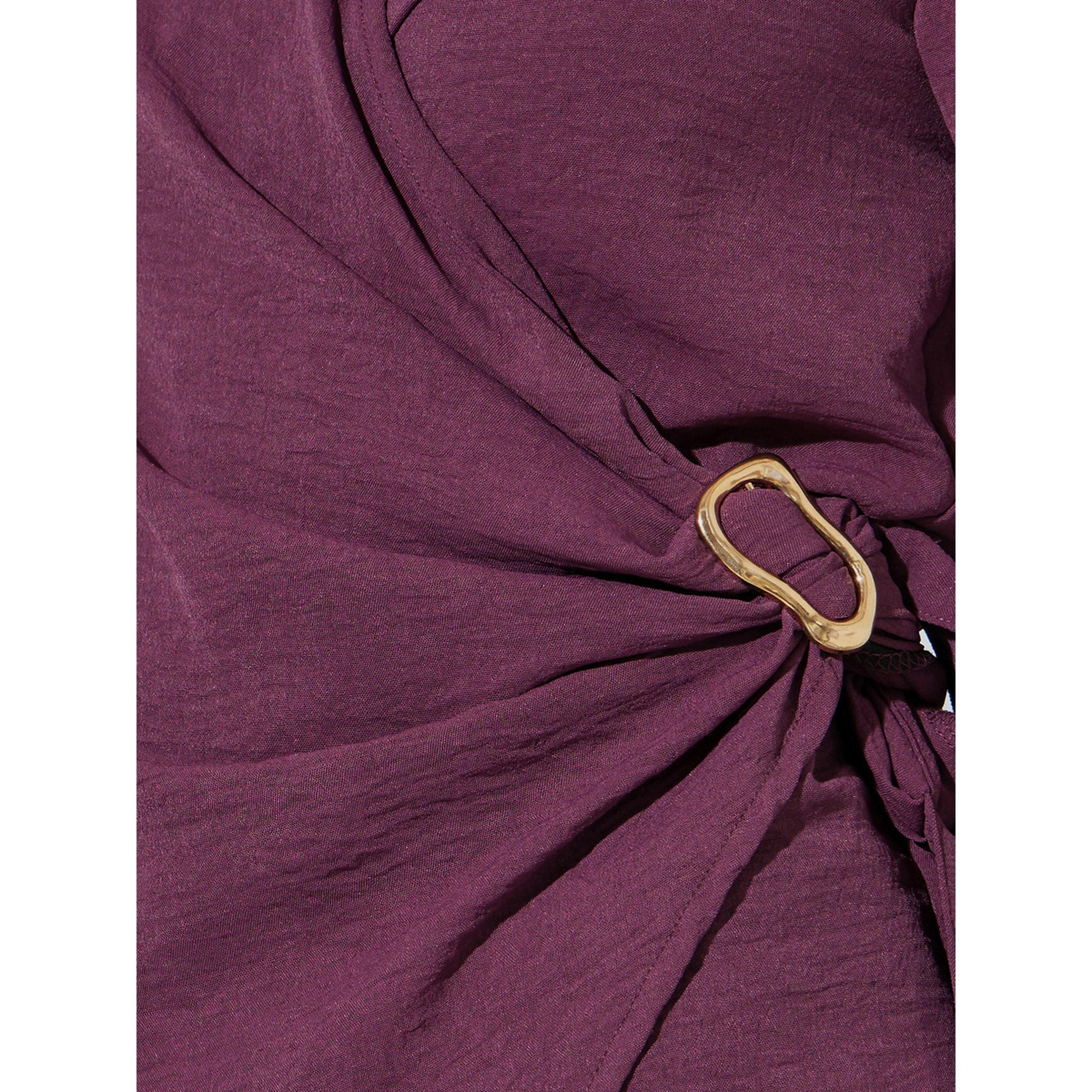 ستايلي - بلوزة أنيقة بلون أرجواني سادة بأكمام طويلة ملفوفة بتفاصيل إبزيم-women-clothing-shirtsandblouses-blouses-image-4