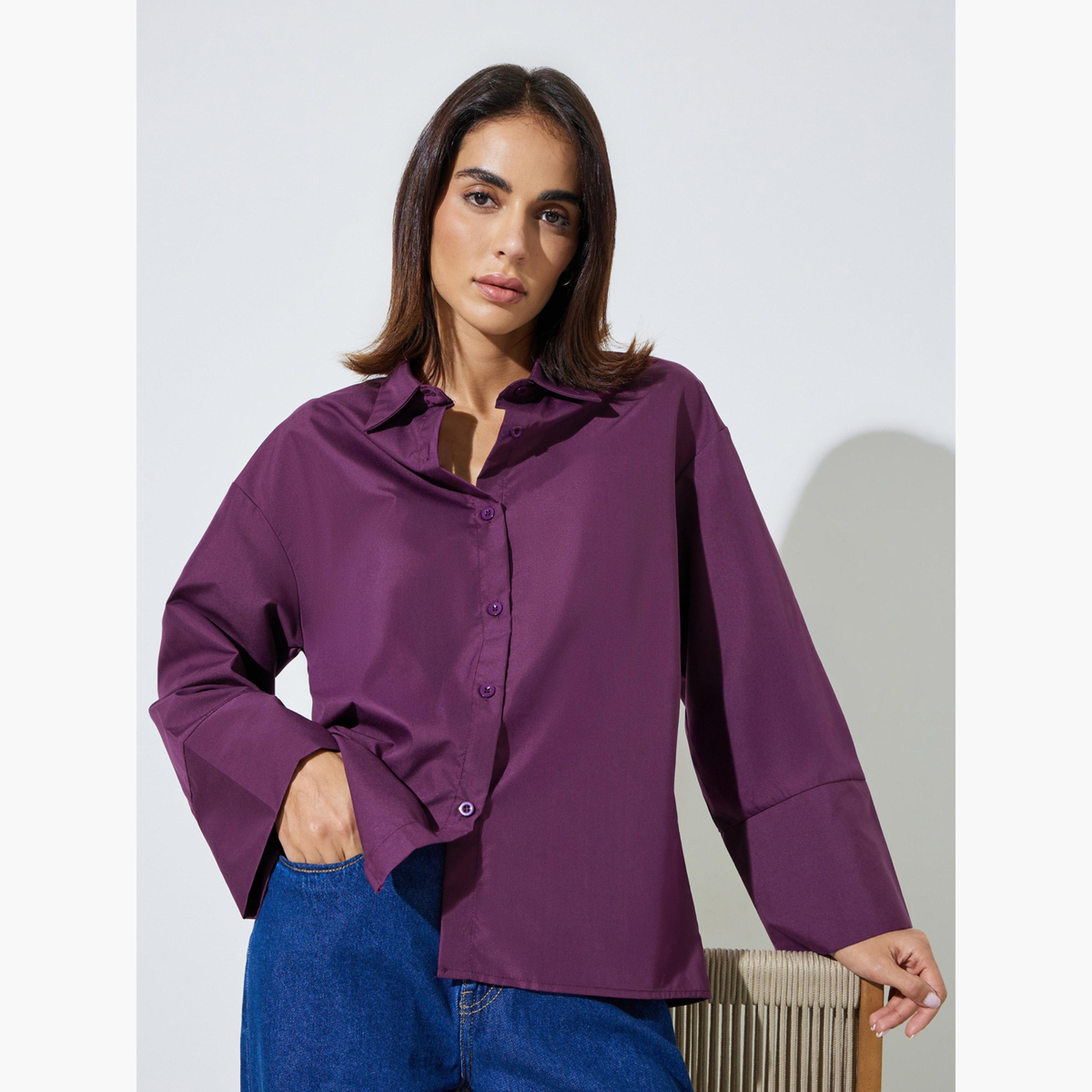 ستايلي - قميص أرجواني بأكمام طويلة وقصة مريحة-women-clothing-shirtsandblouses-shirts-image-3