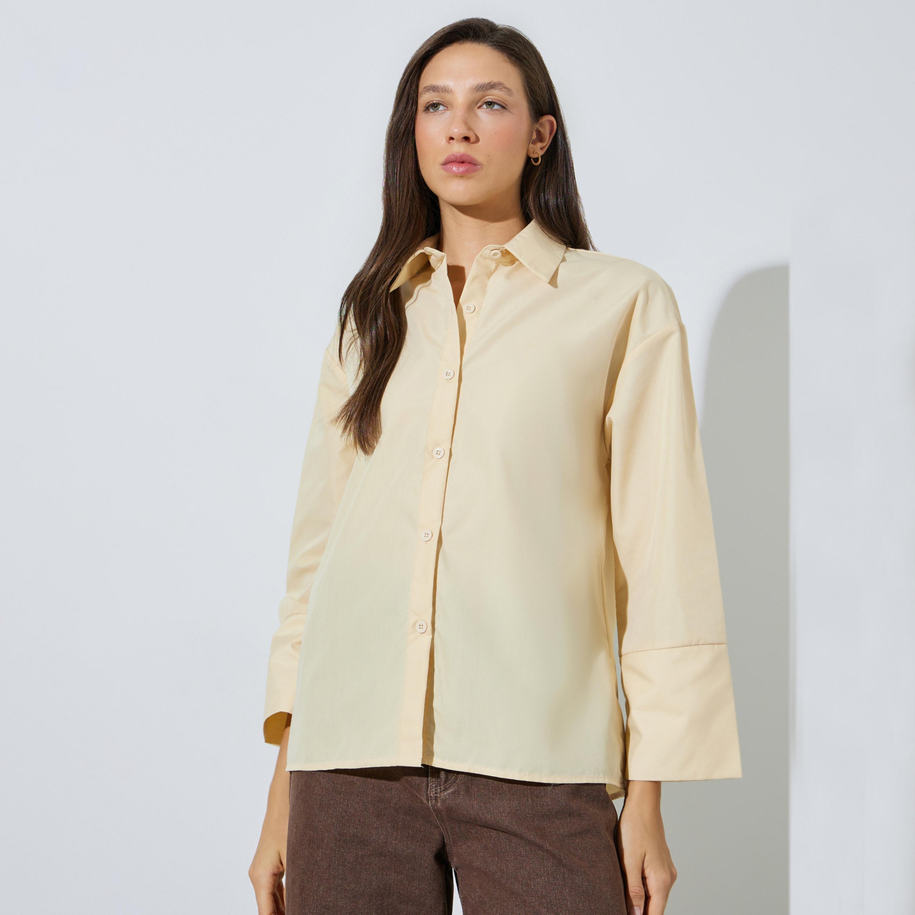 بلوزة بقصة مريحة وأكمام طويلة-women-clothing-shirtsandblouses-shirts-image-1