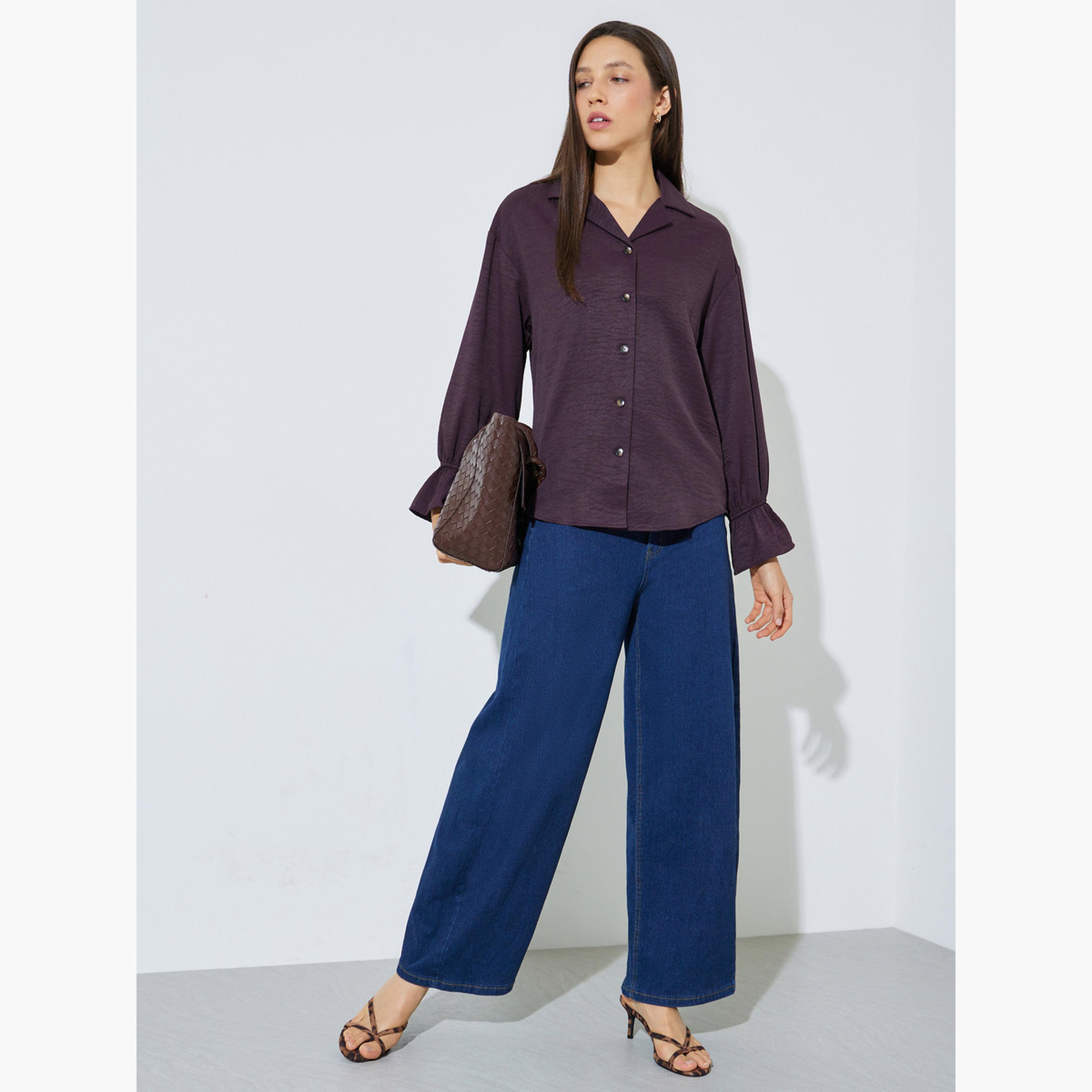بلوزة بأزرار وأكمام بكشكش-women-clothing-shirtsandblouses-shirts-image-2