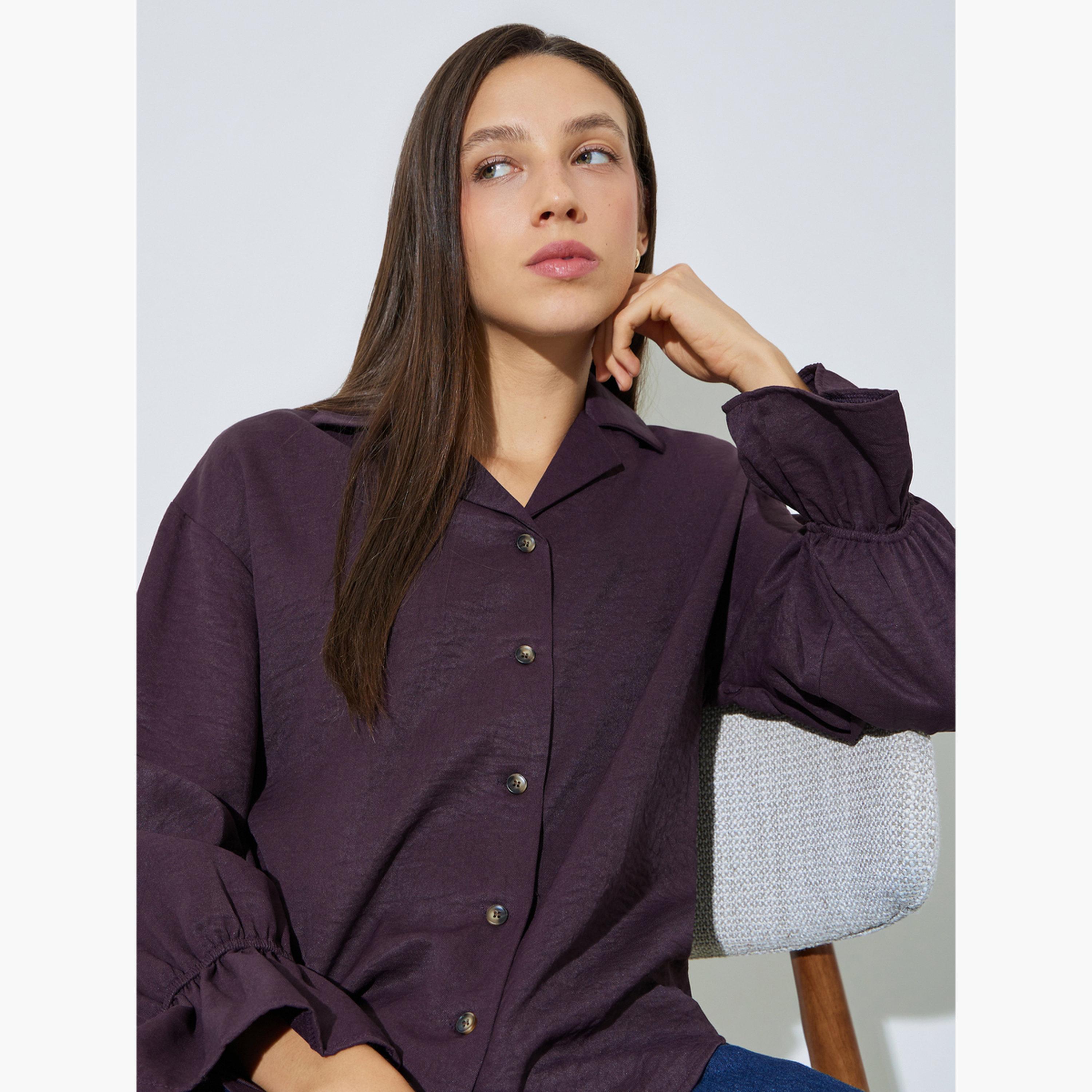 بلوزة بأزرار وأكمام بكشكش-women-clothing-shirtsandblouses-shirts-image-5