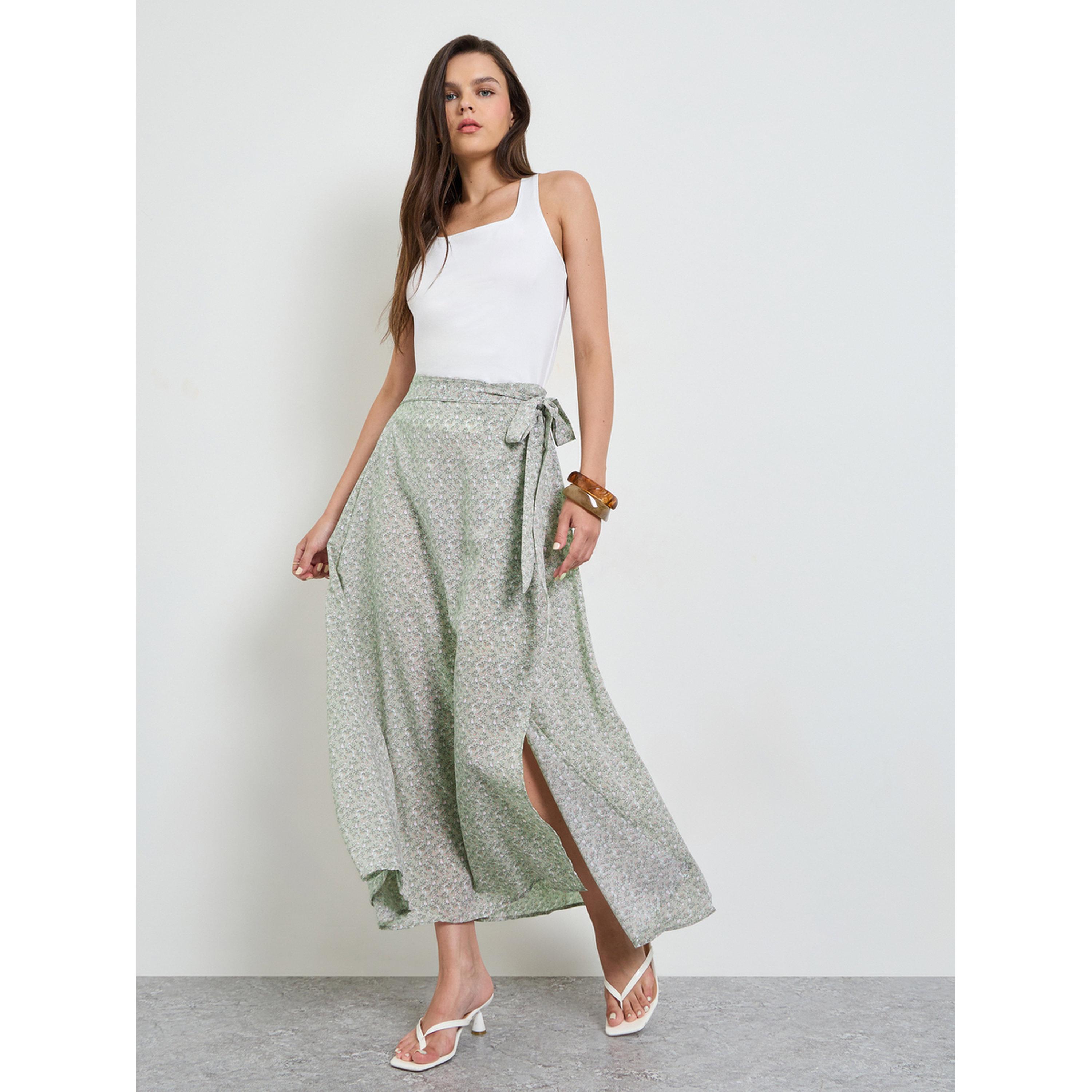 تنورة طويلة وطبعة جرافيك بتفاصيل تربيط-women-clothing-skirts-image-2