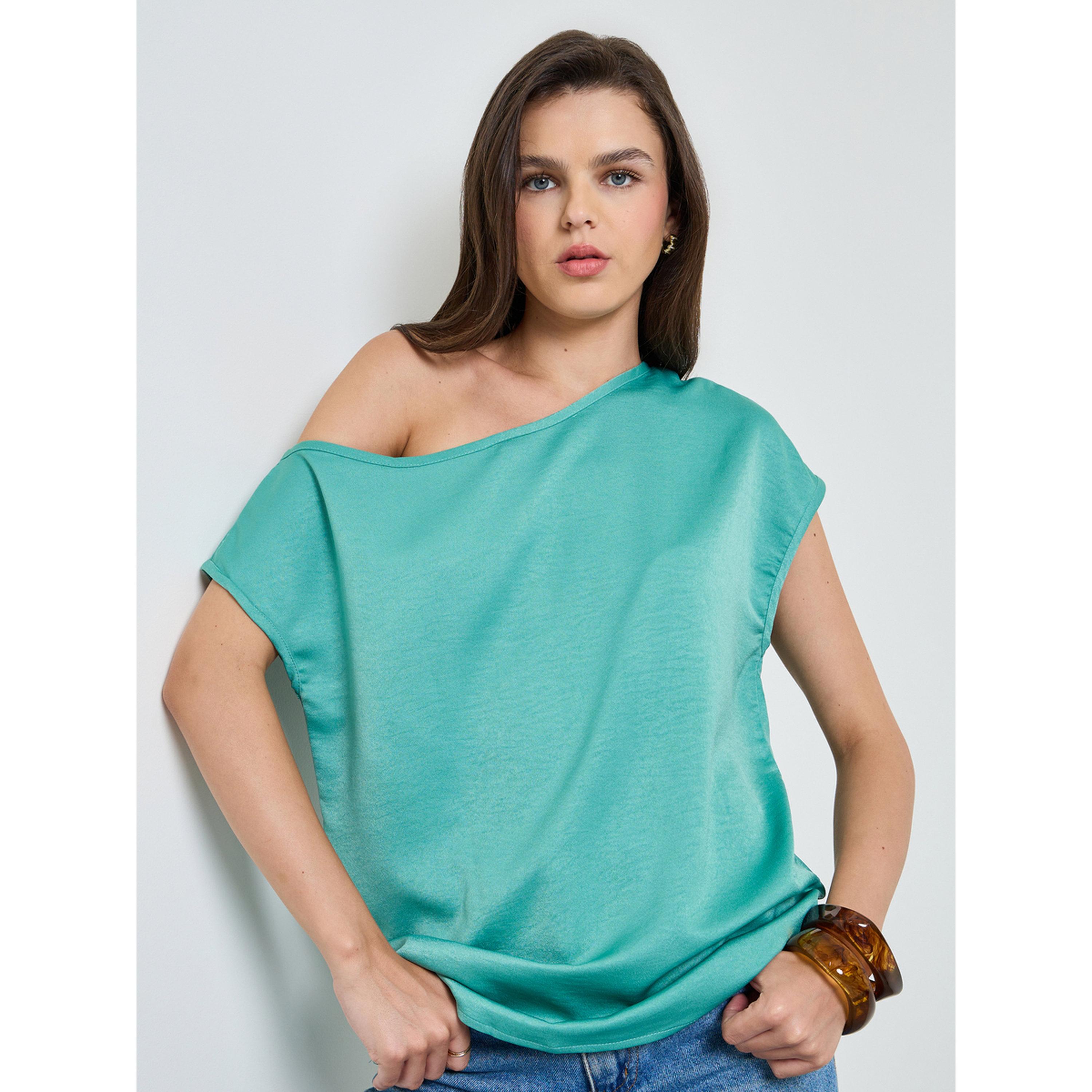 بلوزة بكتف واحد وأكمام قصيرة-women-clothing-shirtsandblouses-blouses-image-1
