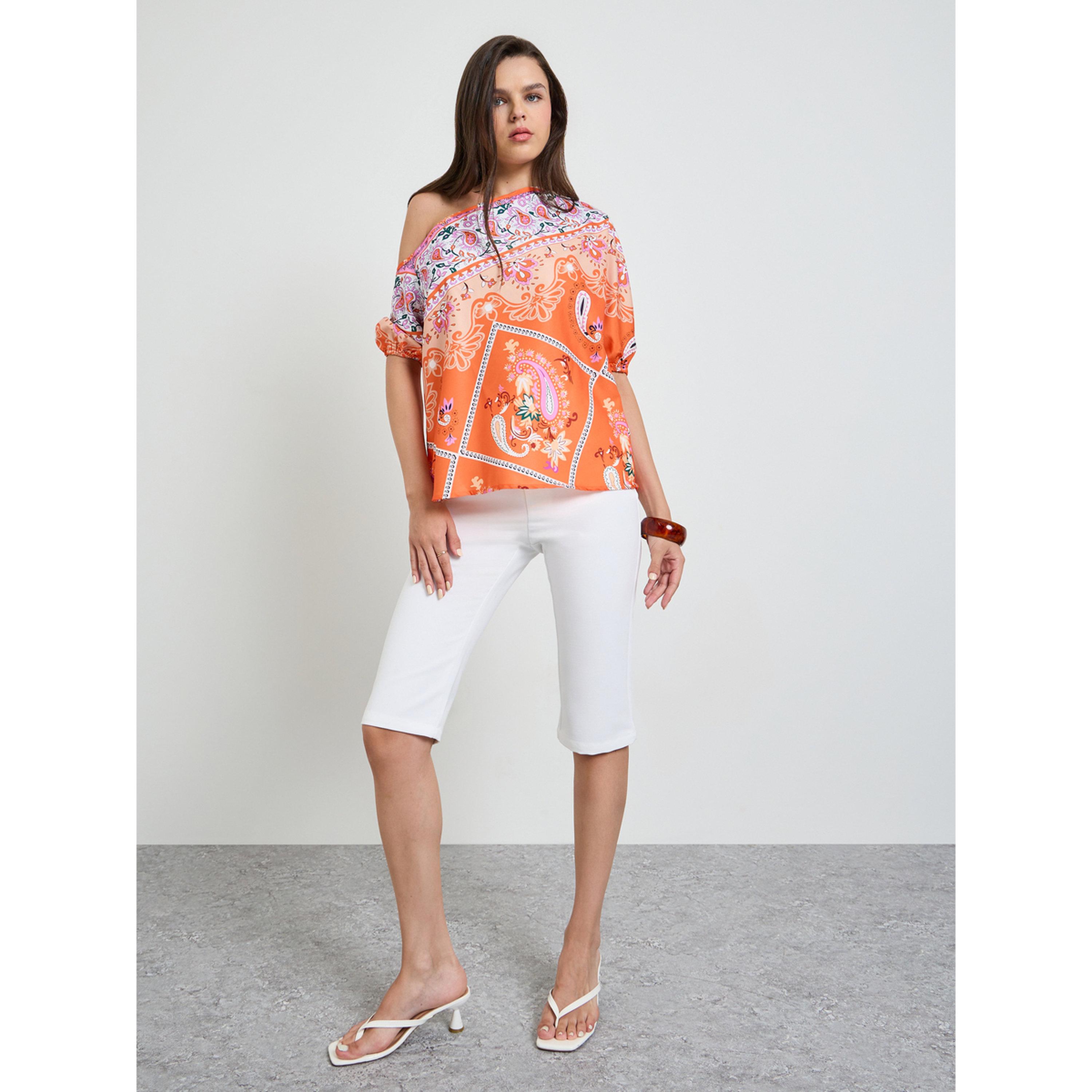 Take Two Multi-Color Graphic Print One Shoulder Blouse-women-clothing-shirtsandblouses-blouses-image-2