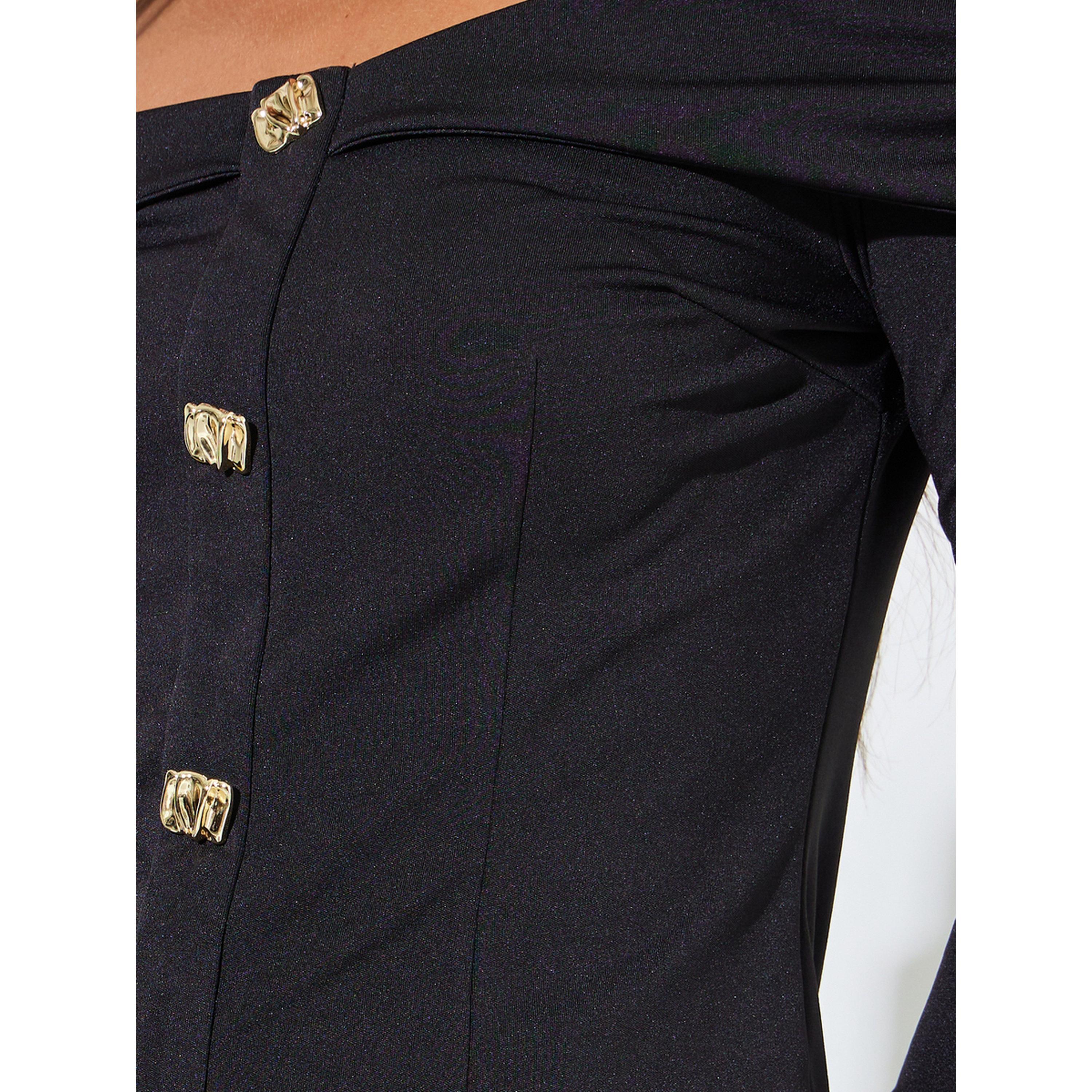 Styli Black Long Sleeve Off-Shoulder Knit Top with Gold Buttons-women-clothing-shirtsandblouses-blouses-image-5