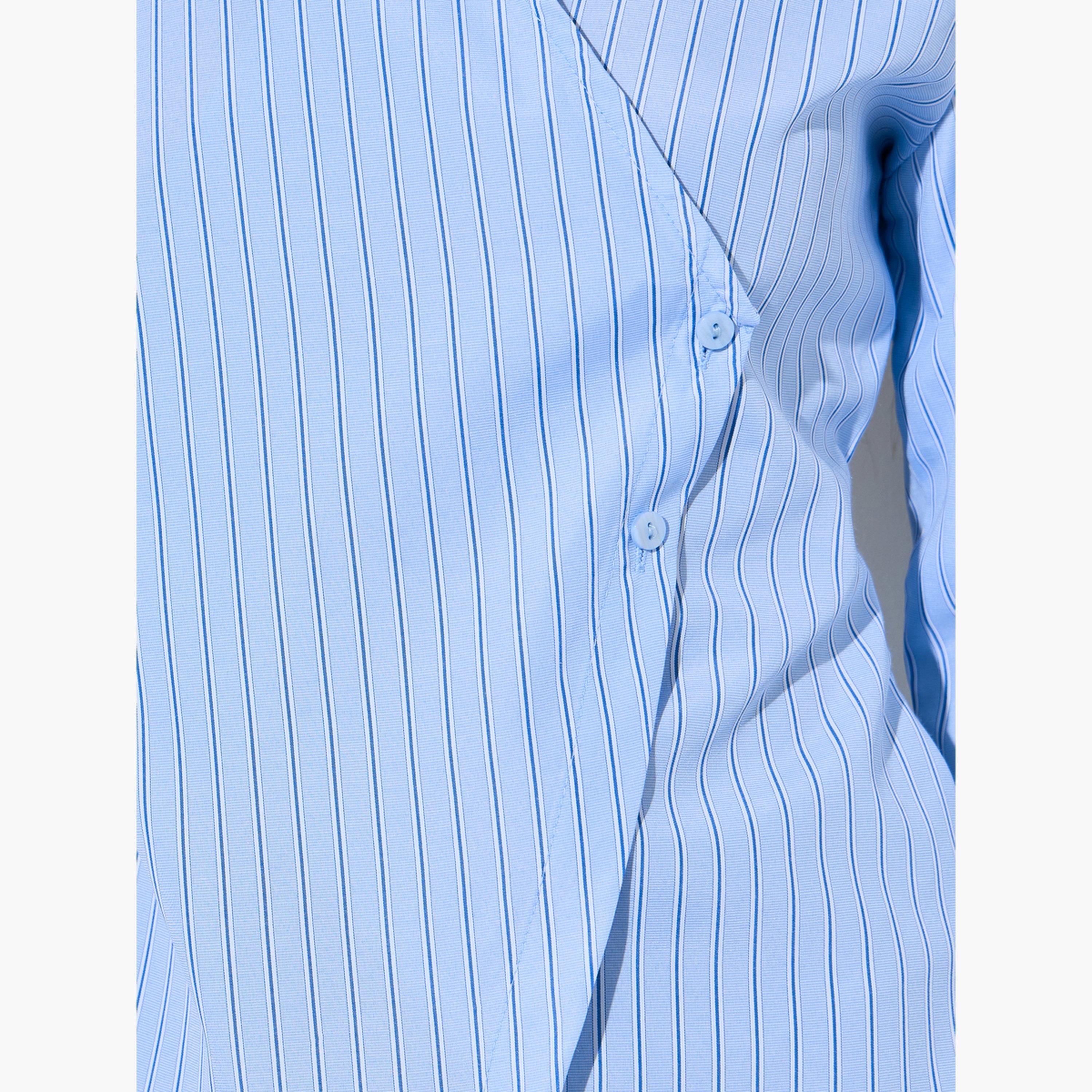 بلوزة متقاطعة بأكمام طويلة ونمط مخطط لون أزرق فاتح-women-clothing-shirtsandblouses-blouses-image-5
