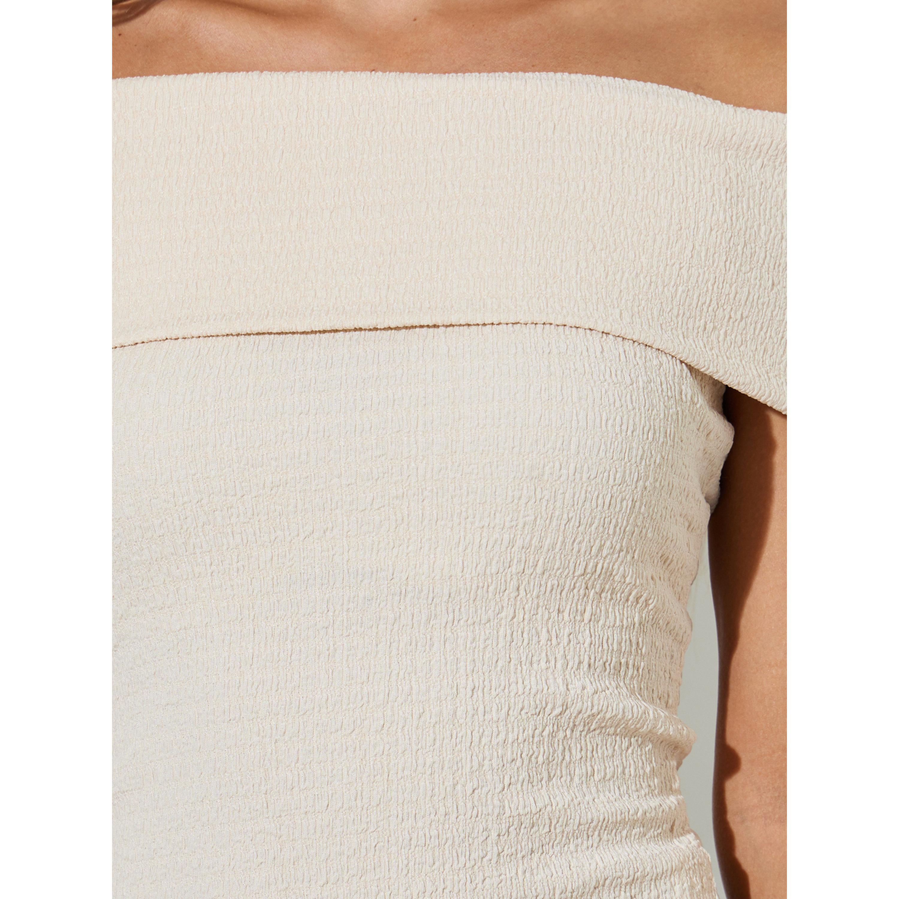 Styli Beige Solid Off-Shoulder Ribbed Knit Top-women-clothing-shirtsandblouses-blouses-image-5