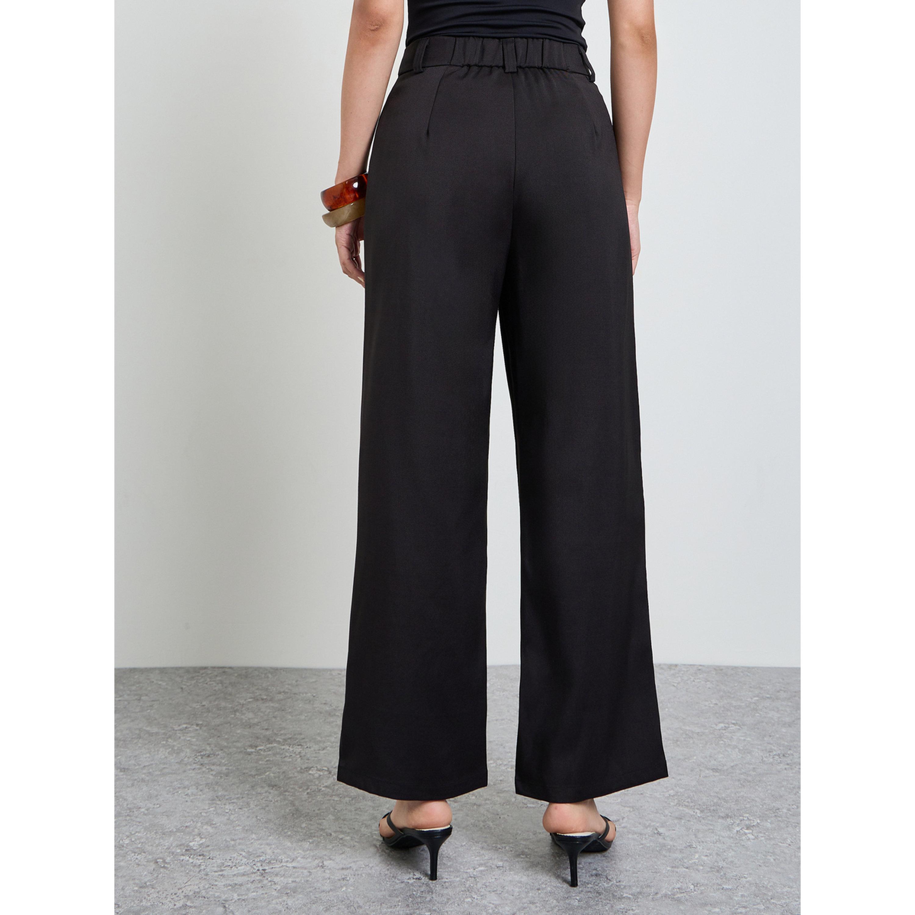 Take Two Black Asymmetric Pleated Wide-Leg pants-women-clothing-trousers-image-4