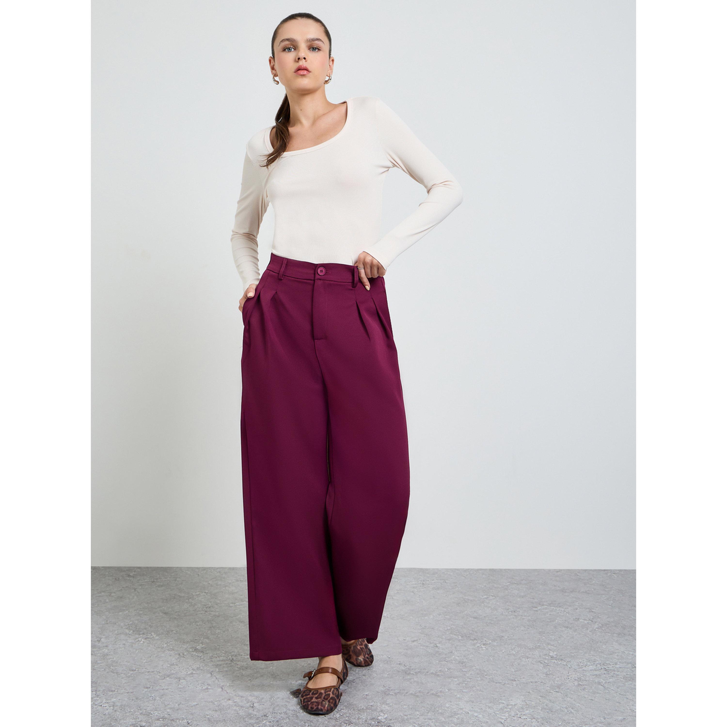 Take Two Burgundy Wide Leg Pocket Detail Trousers-women-clothing-trousers-image-2
