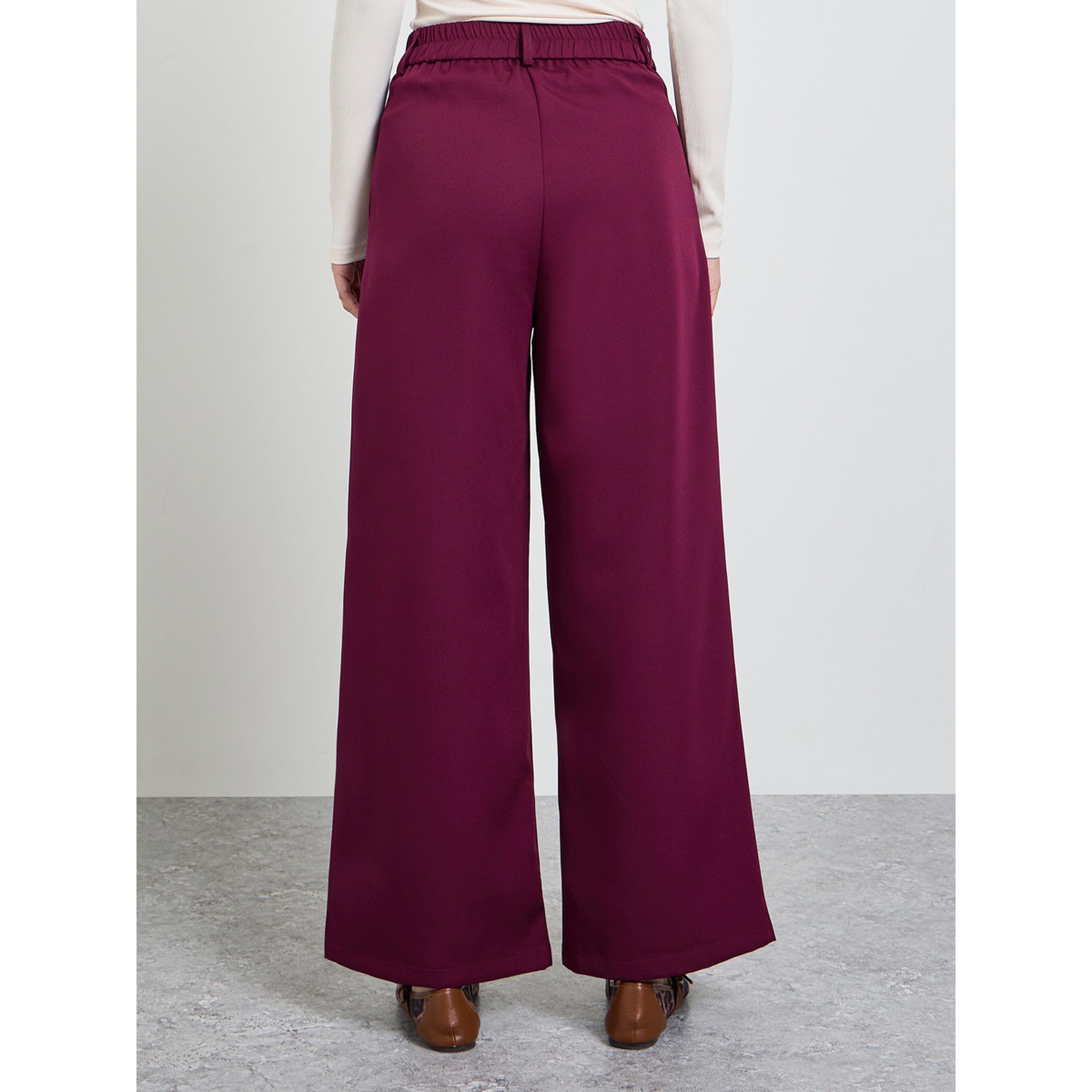 Take Two Burgundy Wide Leg Pocket Detail Trousers-women-clothing-trousers-image-4