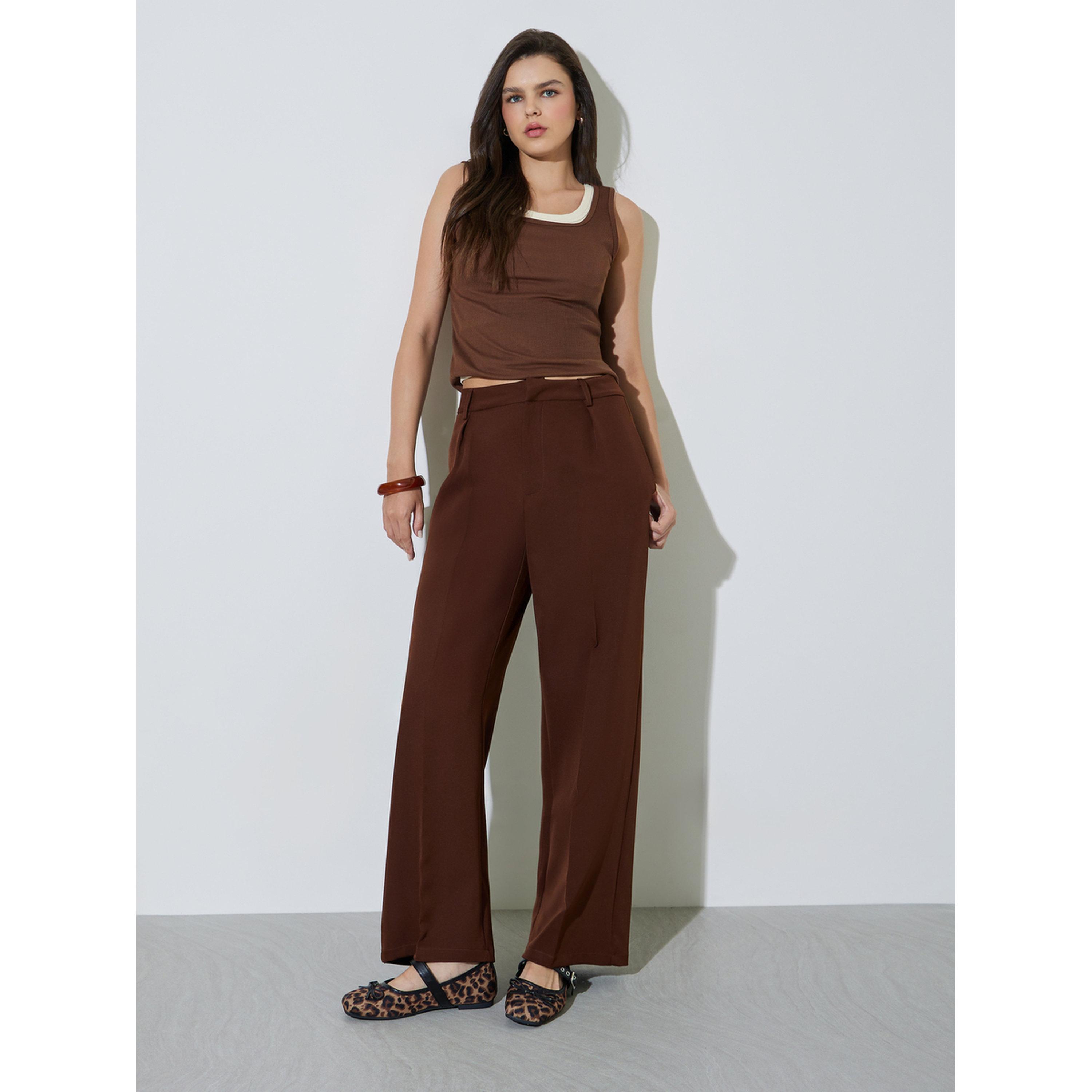 بنطال بني بأرجل واسعة-women-clothing-trousers-image-2
